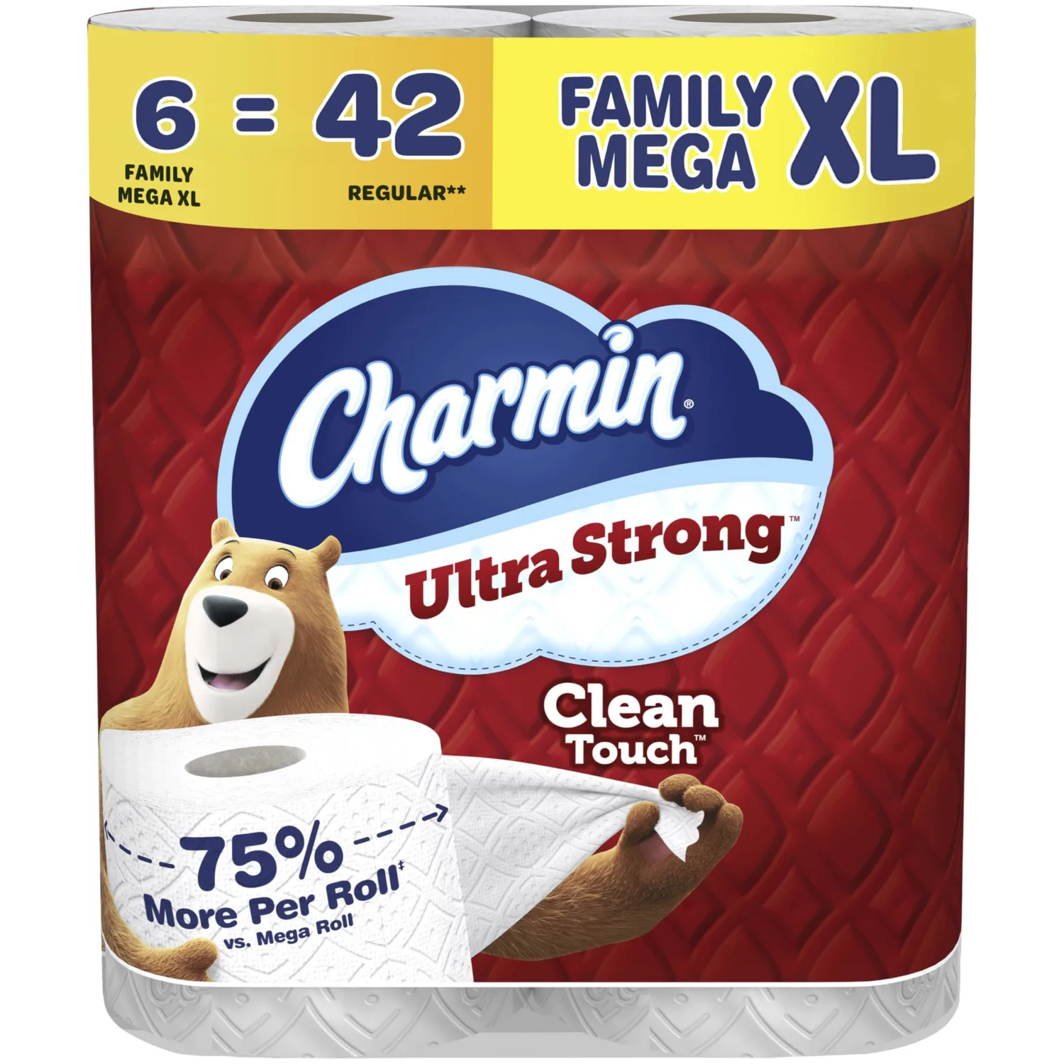 Charmin Ultra Strong Clean Touch Toilet Paper, 6 Family Mega XL Rolls = 42 Regular Rolls