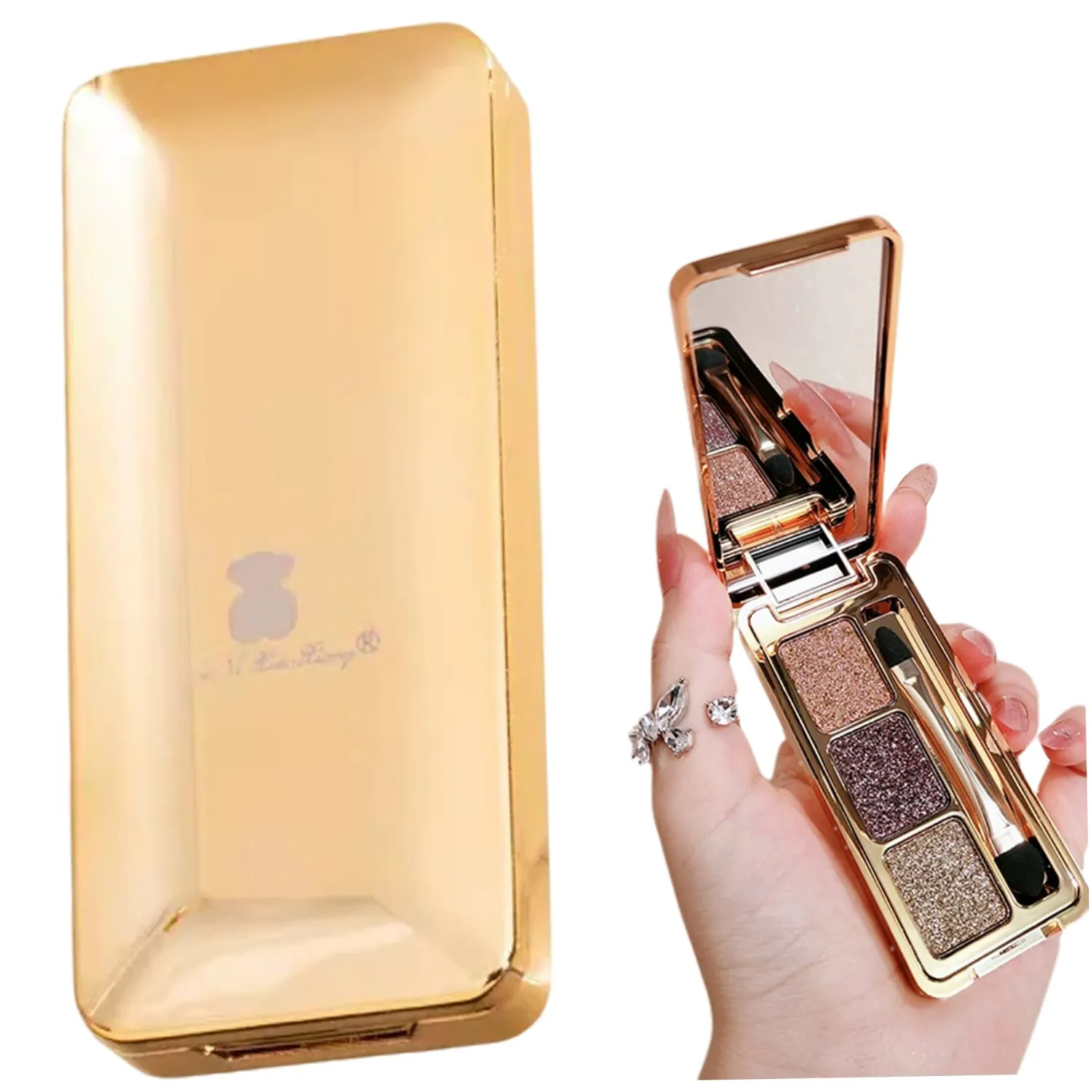 Shimmer Eyeshadow Glitter Eyeshadow Palette, 3 Colors, Highly Pigmented Long Lasting Shimmer Palette, Waterproof Makeup Palettes for Women Gifts