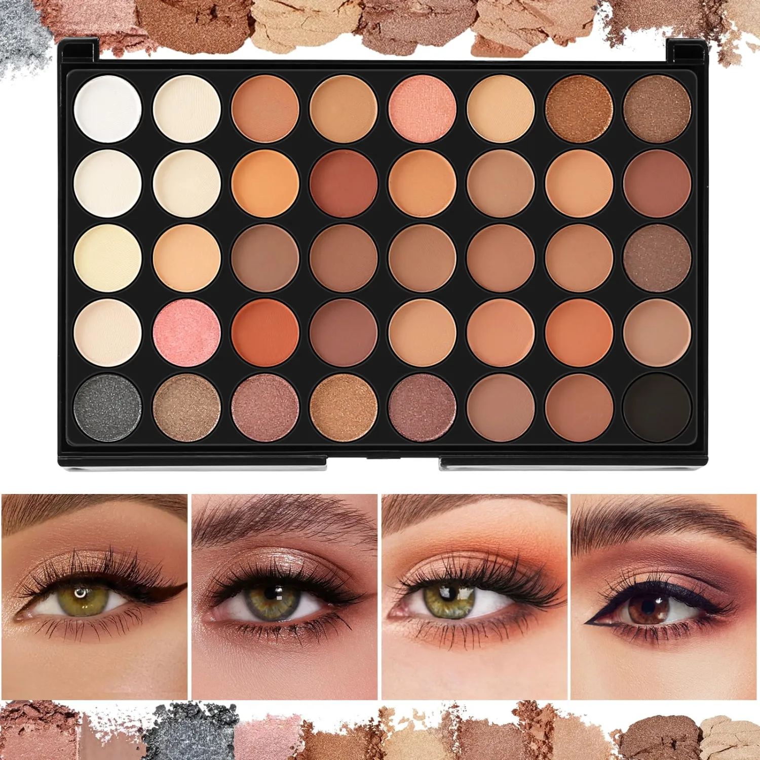 All In On Makeup Eye Set Cosmetics Kit for Teens and Adults, Includes Eyeshadow, Make Up Brushes, Mascara, Eyebrow Pencil, Eyeliner