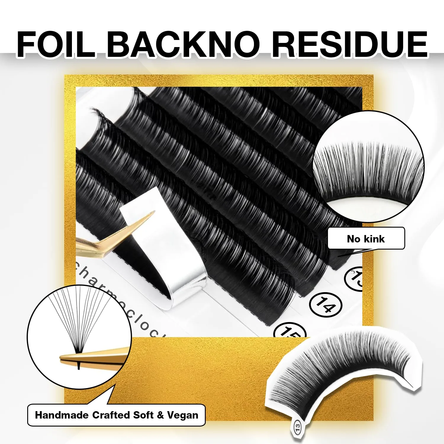CharmO'clock Lash Extensions Cashmere Lashes CC Curl 0.03mm 14mm Single Length Dramatic Look Lash Trays Super Matte Black Individual Eyelash Extensions For Professional Use(CC 0.03 14mm)