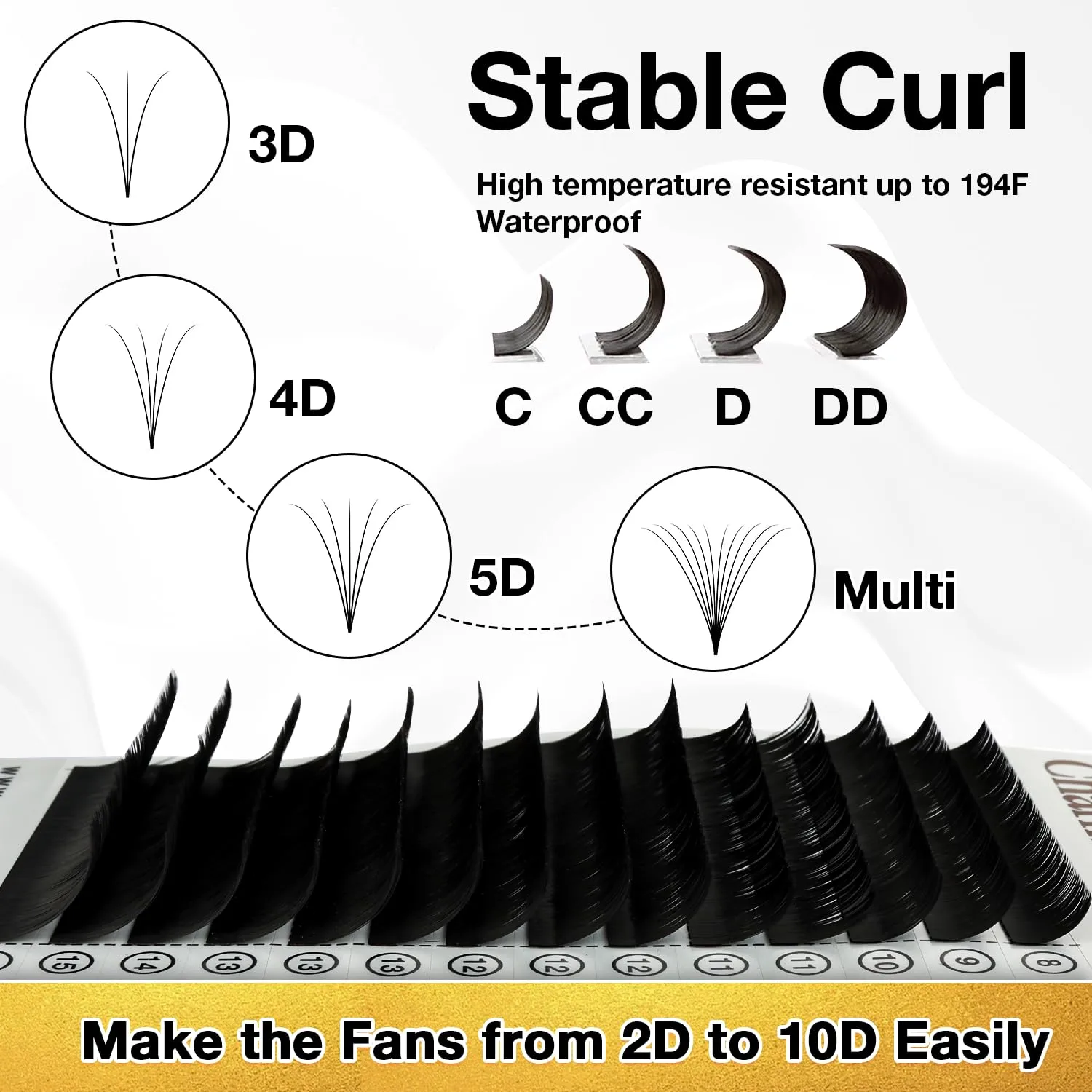 CharmO'clock Lash Extensions Cashmere Lashes CC Curl 0.03mm 14mm Single Length Dramatic Look Lash Trays Super Matte Black Individual Eyelash Extensions For Professional Use(CC 0.03 14mm)