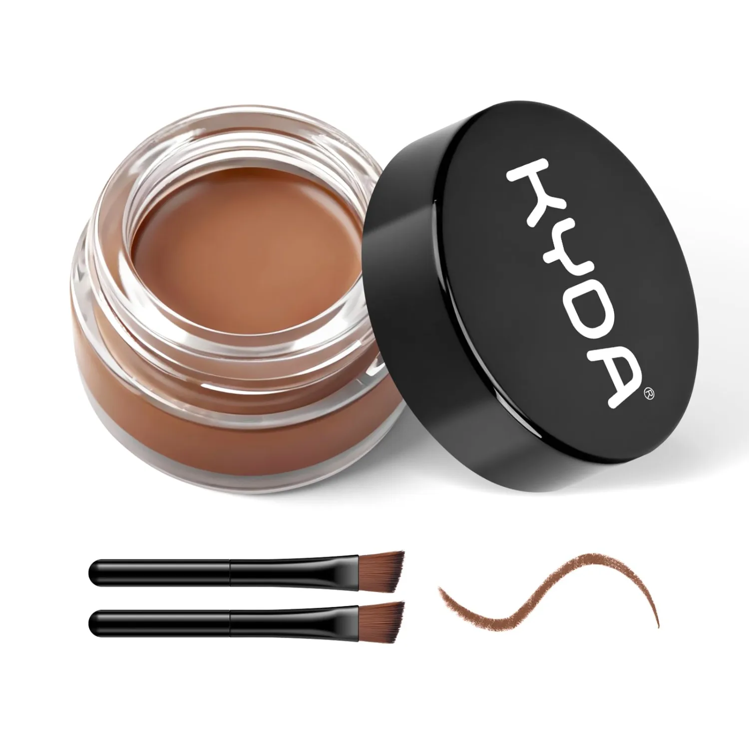 KYDA Brown Gel Eyeliner, Lasting Waterproof Cream Eyeliner & Eyebrow Makeup, High Pigment Smudge-proof Formula, Waterline Matte Eye Liner with Brush, Natural Brow Pomade Set, Caramel