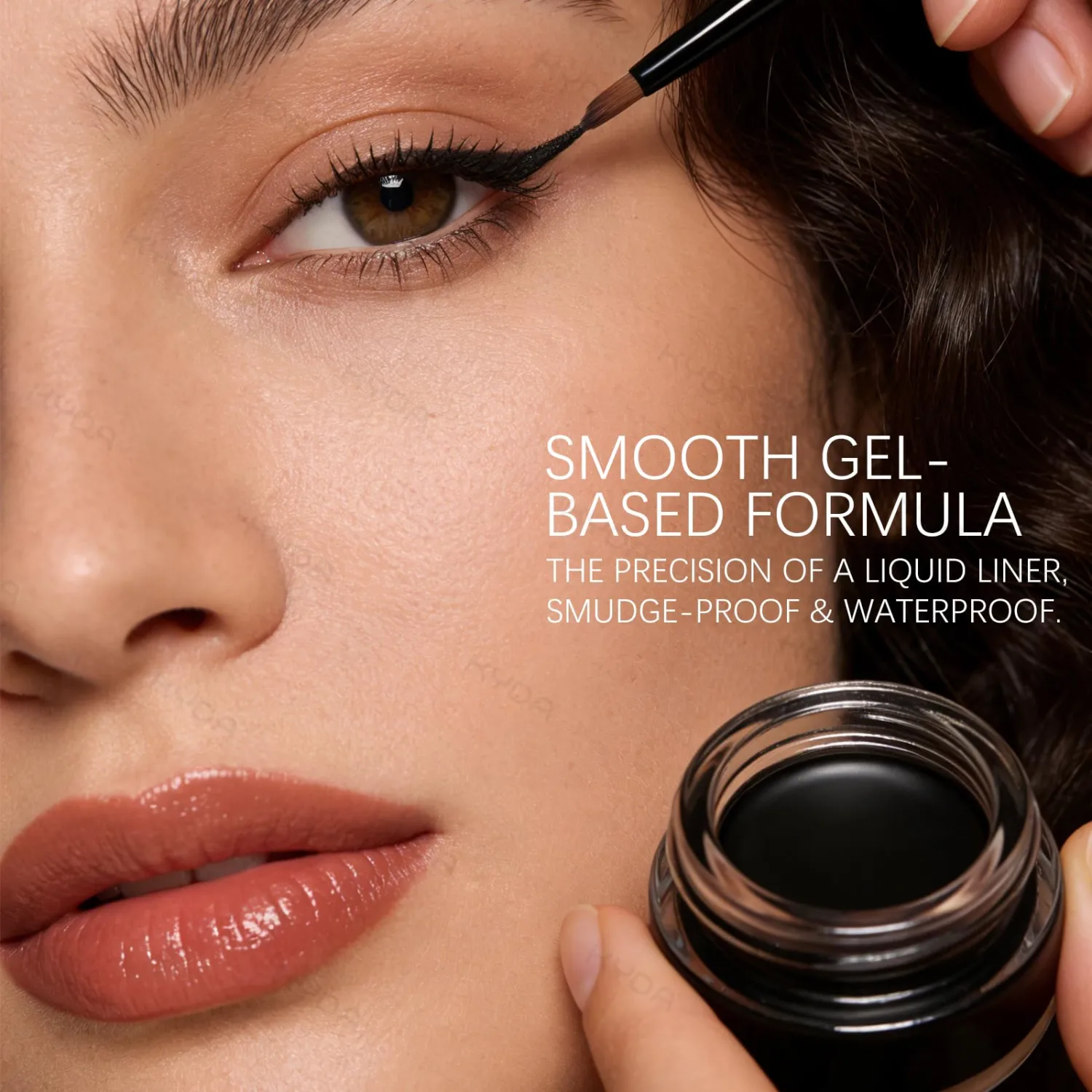 KYDA Brown Gel Eyeliner, Lasting Waterproof Cream Eyeliner & Eyebrow Makeup, High Pigment Smudge-proof Formula, Waterline Matte Eye Liner with Brush, Natural Brow Pomade Set, Caramel