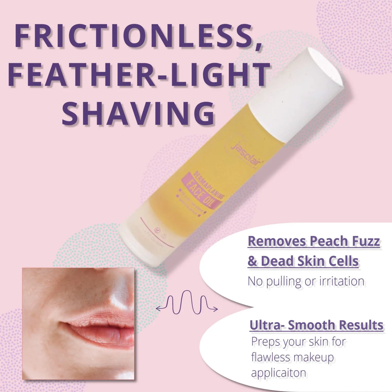 Jasclair Dermaplaning Oil for Women (1.7 Fl Oz) | Pre & Post Shave Oil for Smooth Glide & Skin Protection | Use with Dermaplane Razor for Peach Fuzz | Unscented & Natural