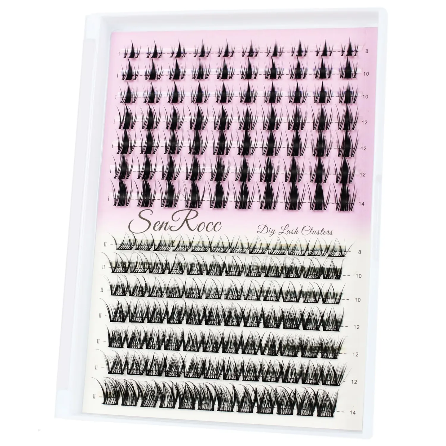 Lash Clusters Wispy Individual Lashes DIY Eyelash Extension 8-14mm Cluster Lashes D Curl Natural Look Mixed Tray Individual Lash Extensions (QF/D04-0.07D-8-14)