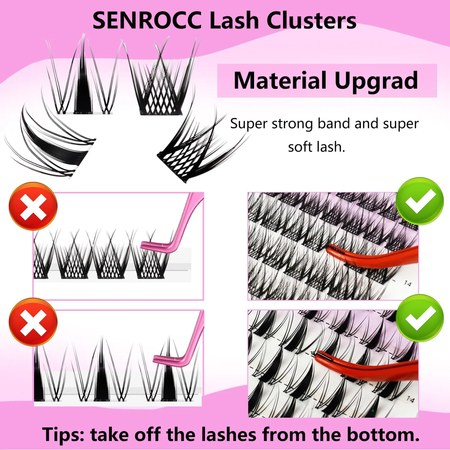 Lash Clusters Wispy Individual Lashes DIY Eyelash Extension 8-14mm Cluster Lashes D Curl Natural Look Mixed Tray Individual Lash Extensions (QF/D04-0.07D-8-14)