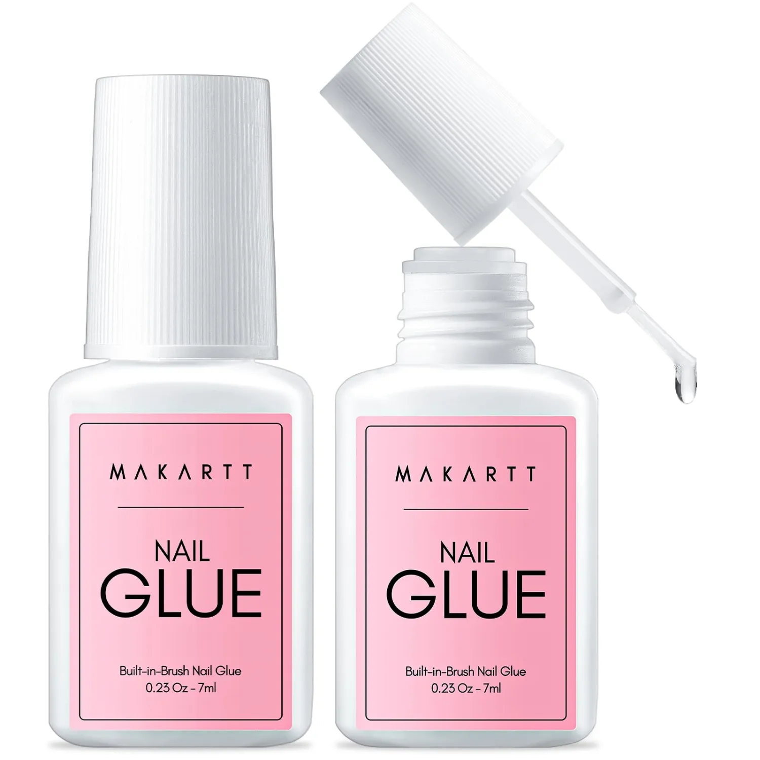 Makartt Quick Nail Glue for Press on Nails: Acrylic Nail Tips-Fake Nails-Salon Quality Strong Brush On, Quick Dry Easy Application No Need for Nail Lamp Durable & Long-Lasting 7ML 2Pcs, Hema Free
