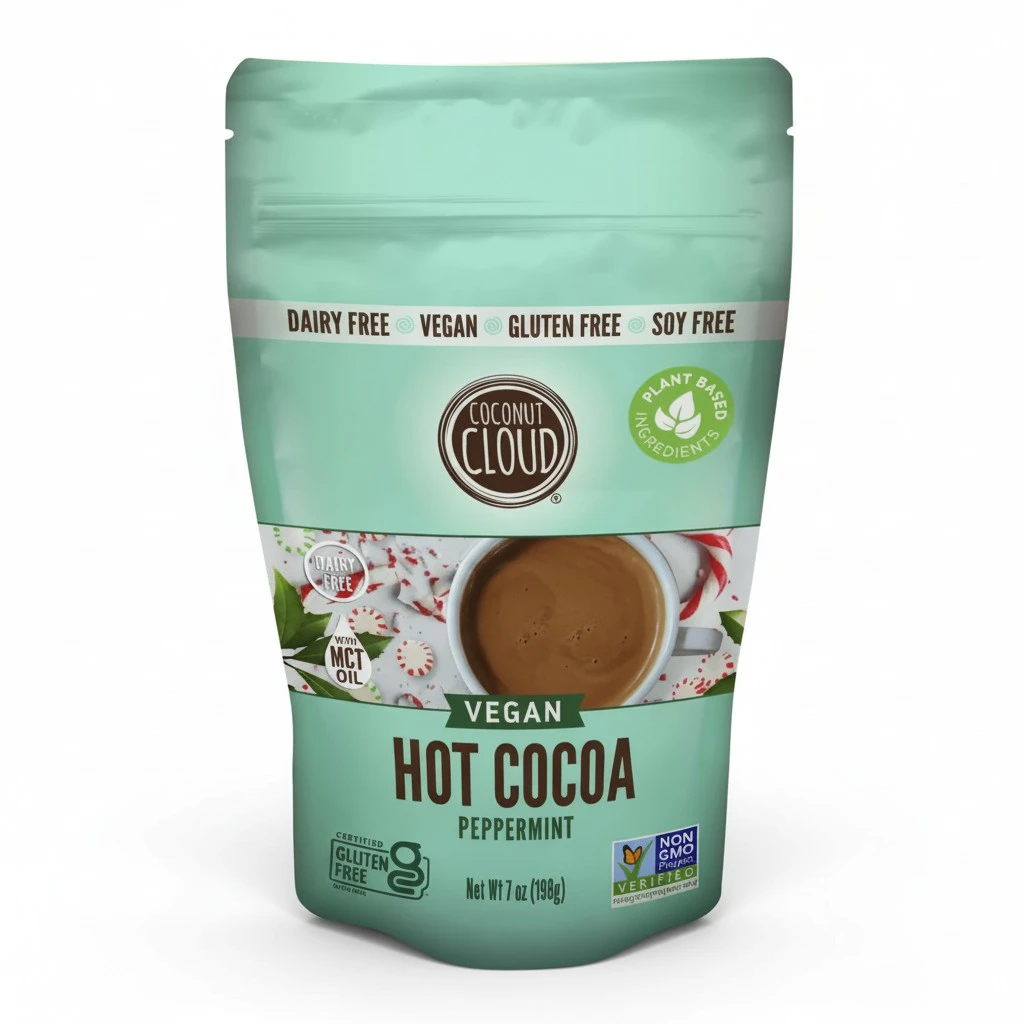 Coconut Cloud: Dairy-Free Instant Peppermint Hot Cocoa Mix | Vegan, Natural, Delicious, Creamy Chocolate (Made in Colorado from Premium Coconut Milk Powder), Peppermint Cocoa, 7 oz
