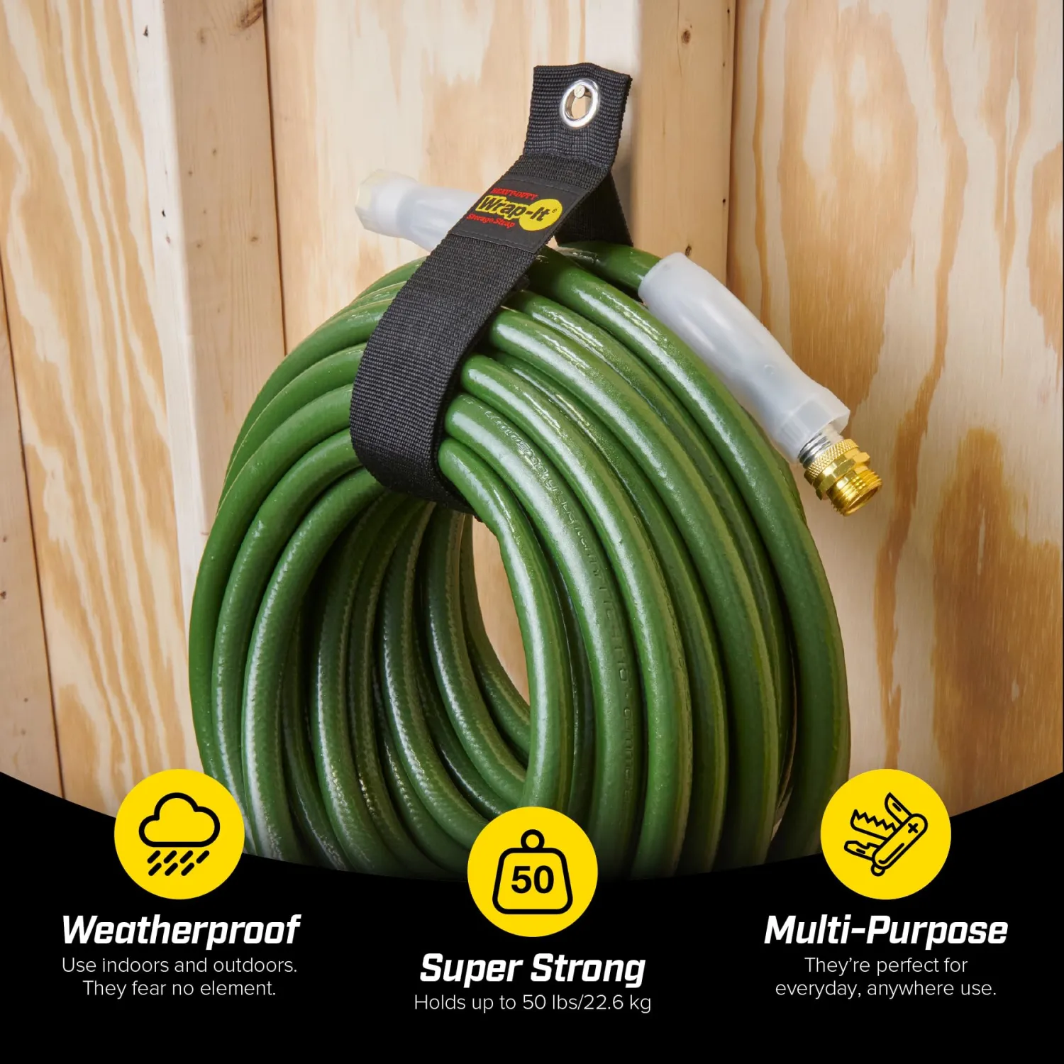 Heavy-Duty Wrap-It Storage Straps, 28-inch (2 Pack) - Hook and Loop Garden Hose Hanger, Pool Cord Storage Organizer for Cords, Tow Rope, Building Materials, RV and Garage Organization