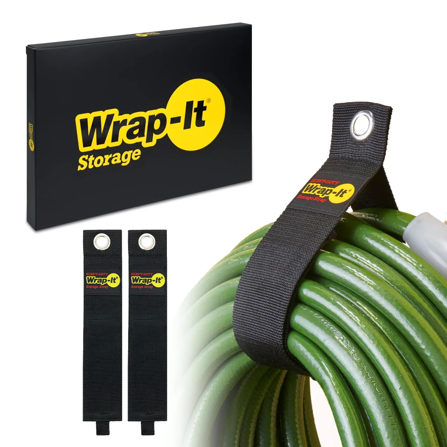 Heavy-Duty Wrap-It Storage Straps, 28-inch (2 Pack) - Hook and Loop Garden Hose Hanger, Pool Cord Storage Organizer for Cords, Tow Rope, Building Materials, RV and Garage Organization