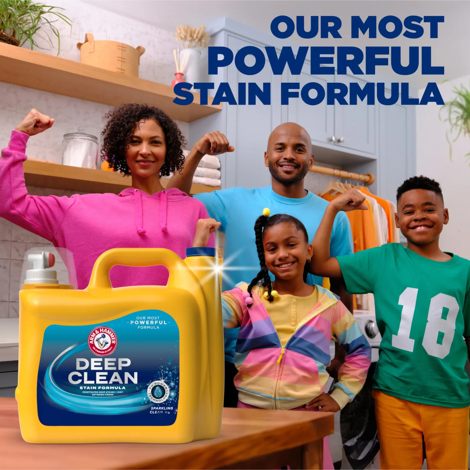 ARM & HAMMER™ Deep Clean Stain Formula Liquid Laundry Detergent, Laundry Stain Remover, Sparkling Clean Scent, 150 Fl Oz, 100 Loads