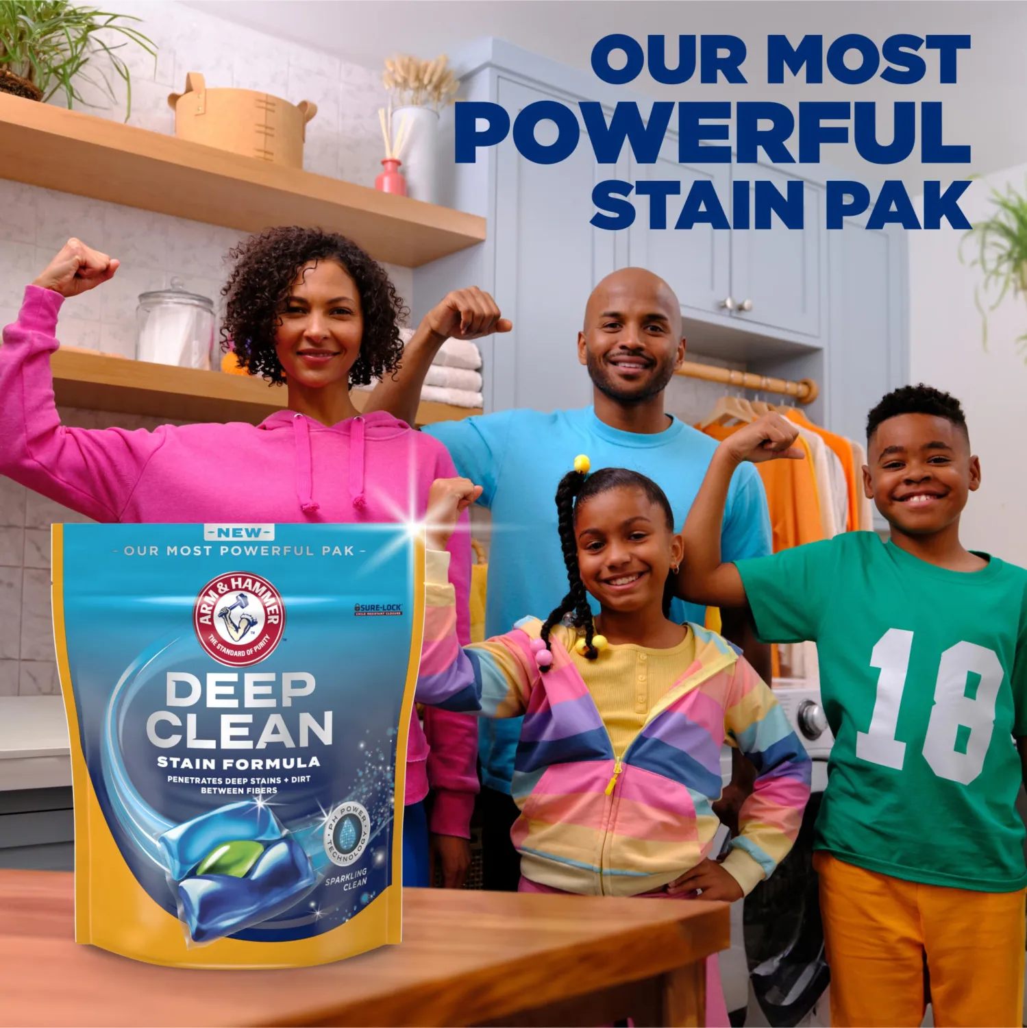 ARM & HAMMER Deep Clean Stain Formula, Laundry Detergent Power Paks, 32 ct.