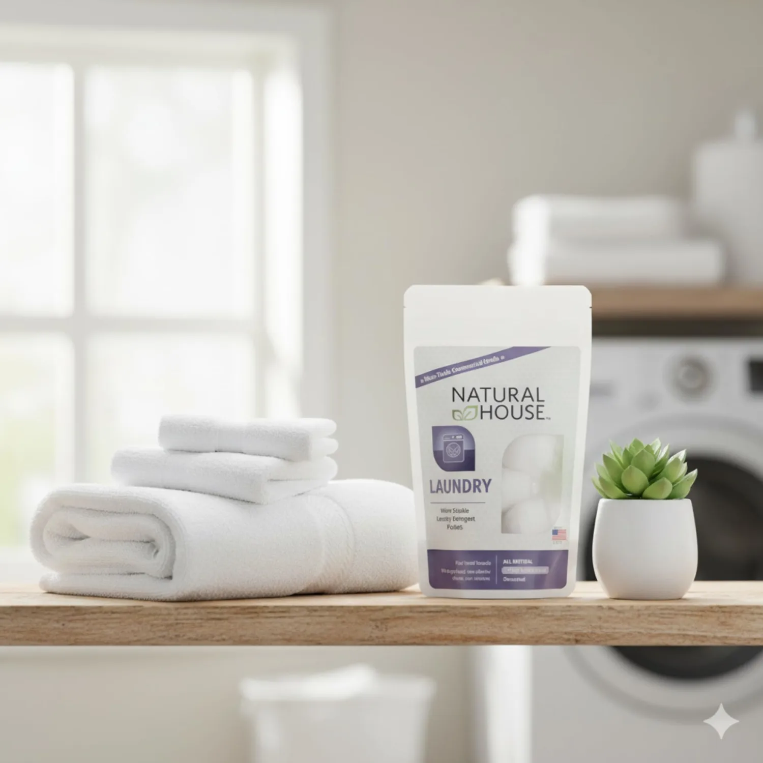 Natural House Laundry - Laundry Detergent - Color Safe, Works In All Water Temperatures - Front and Top Loading Washers - Fresh Botanical Scent - Water Soluble Pouch - 4 Pack