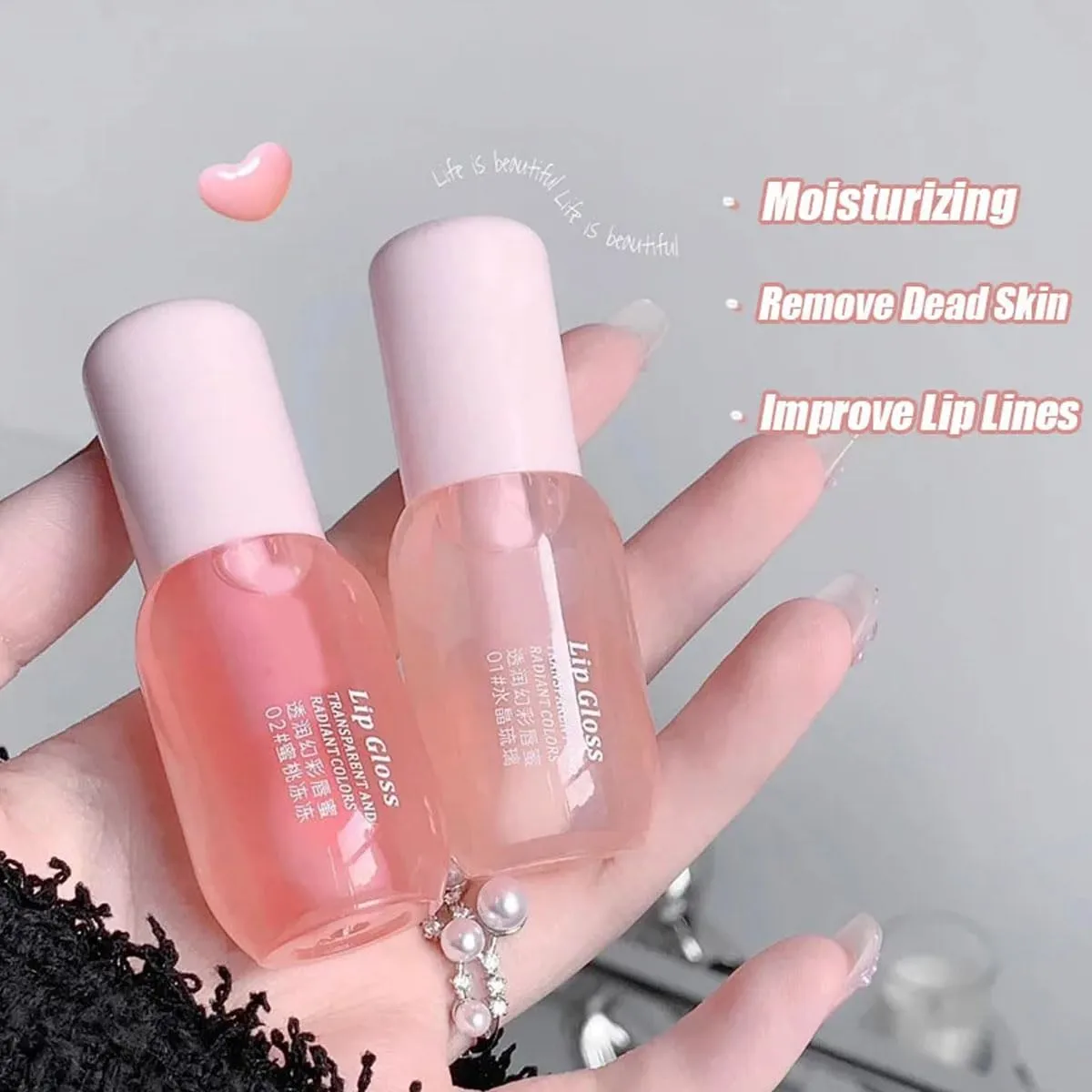 Moisturizing Lip Balm,Hydrating Glossy Lip Oil Stick For Women, Lips Care For Dry & Chapped Lips, Christmas Gift, Mother'S Day Gift (01+02)