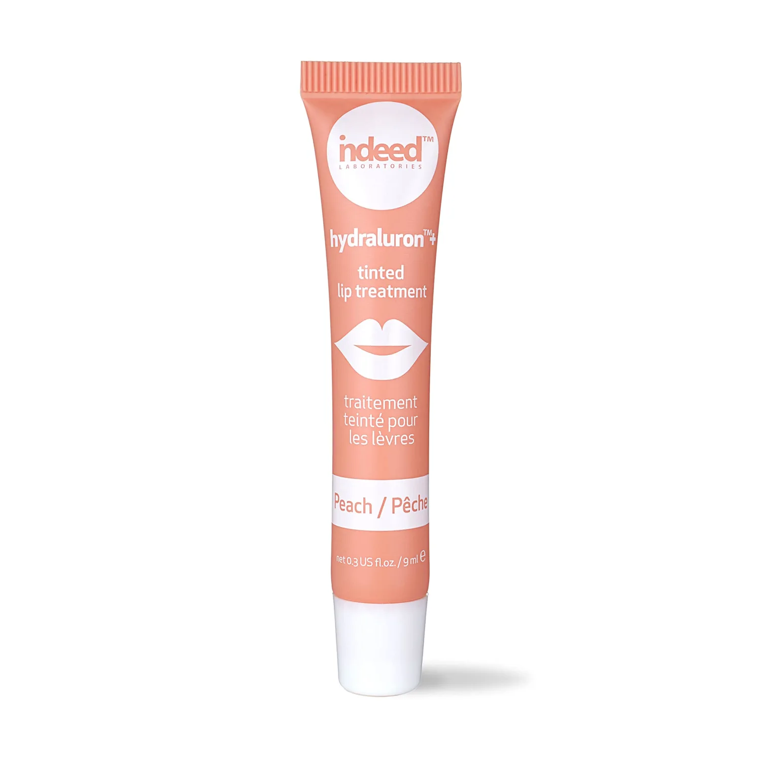 INDEED LABS Hydraluron + Tinted Lip Treatment, Hydrating Anti-Aging Lip Balm Treatment for Smooth Lips with Natural, Subtle Color, 9ml (Peach)