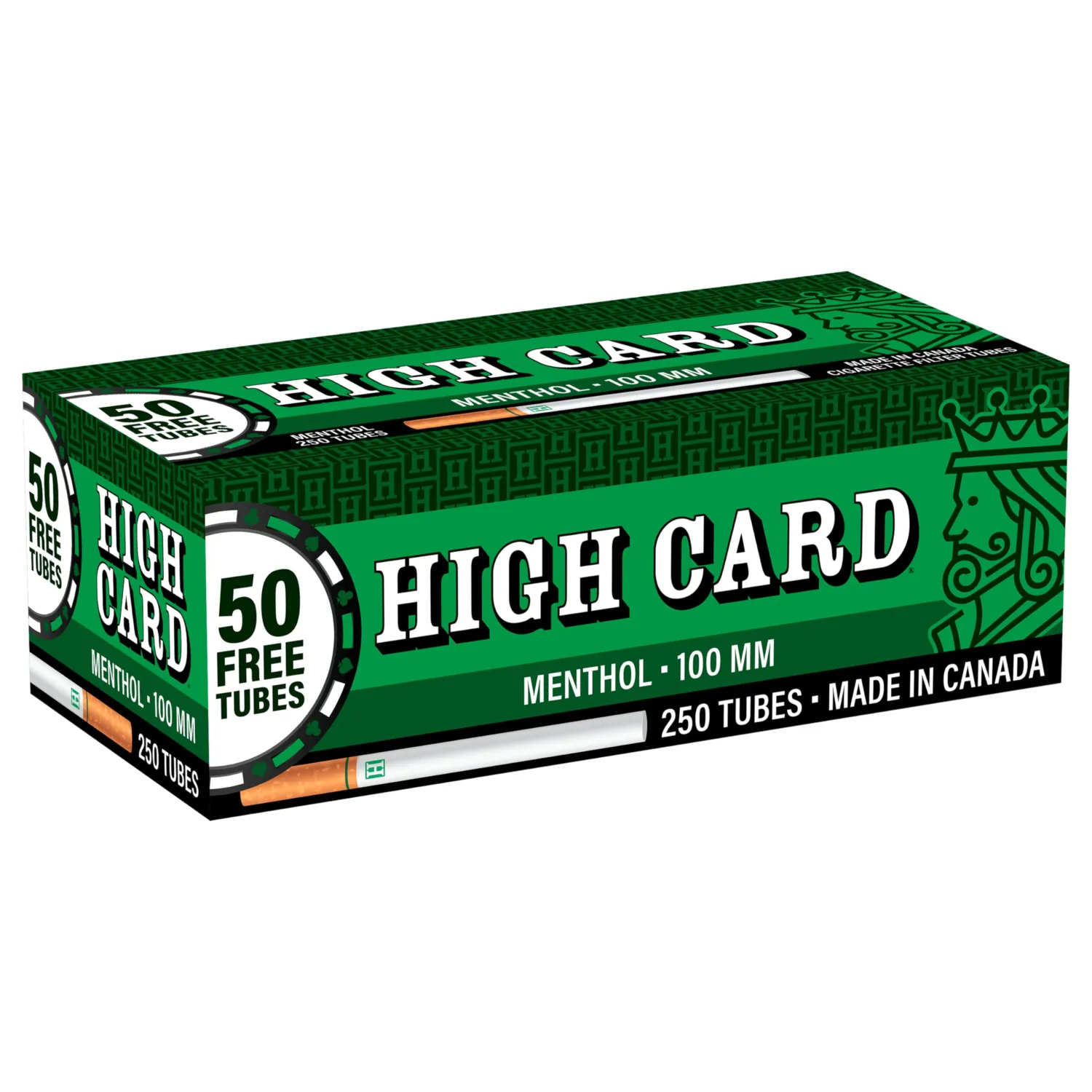 High Card Cigarette Tubes Green Menthol 100mm 250ct