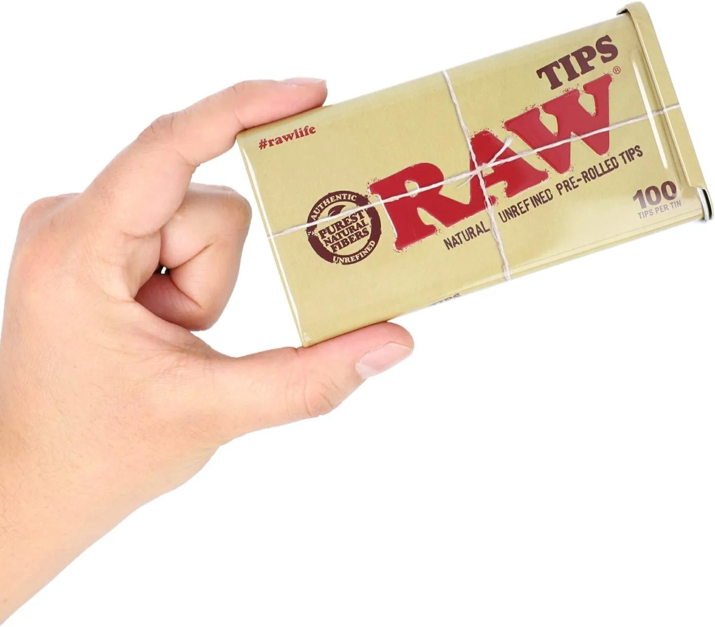 RAW Pre-Rolled Tips with Storage Tin - 200 Tips & Limited Edition Black Matte Keychain - Slow Burning & Convenient for Rolling on The Go