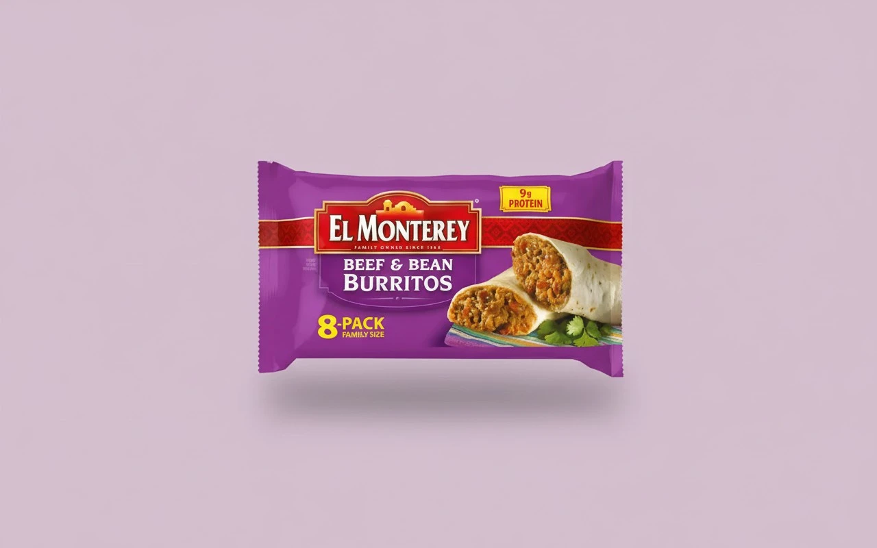 El Monterey Beef and Bean Burritos Made with Real Beef, 8 Ct Box