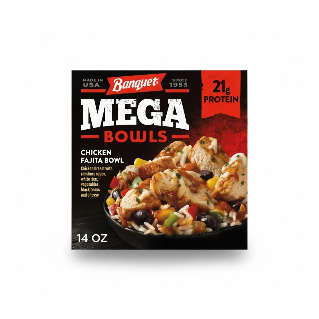 Banquet MEGA Bowls Chicken Fajita, Frozen Meal, 14 oz.