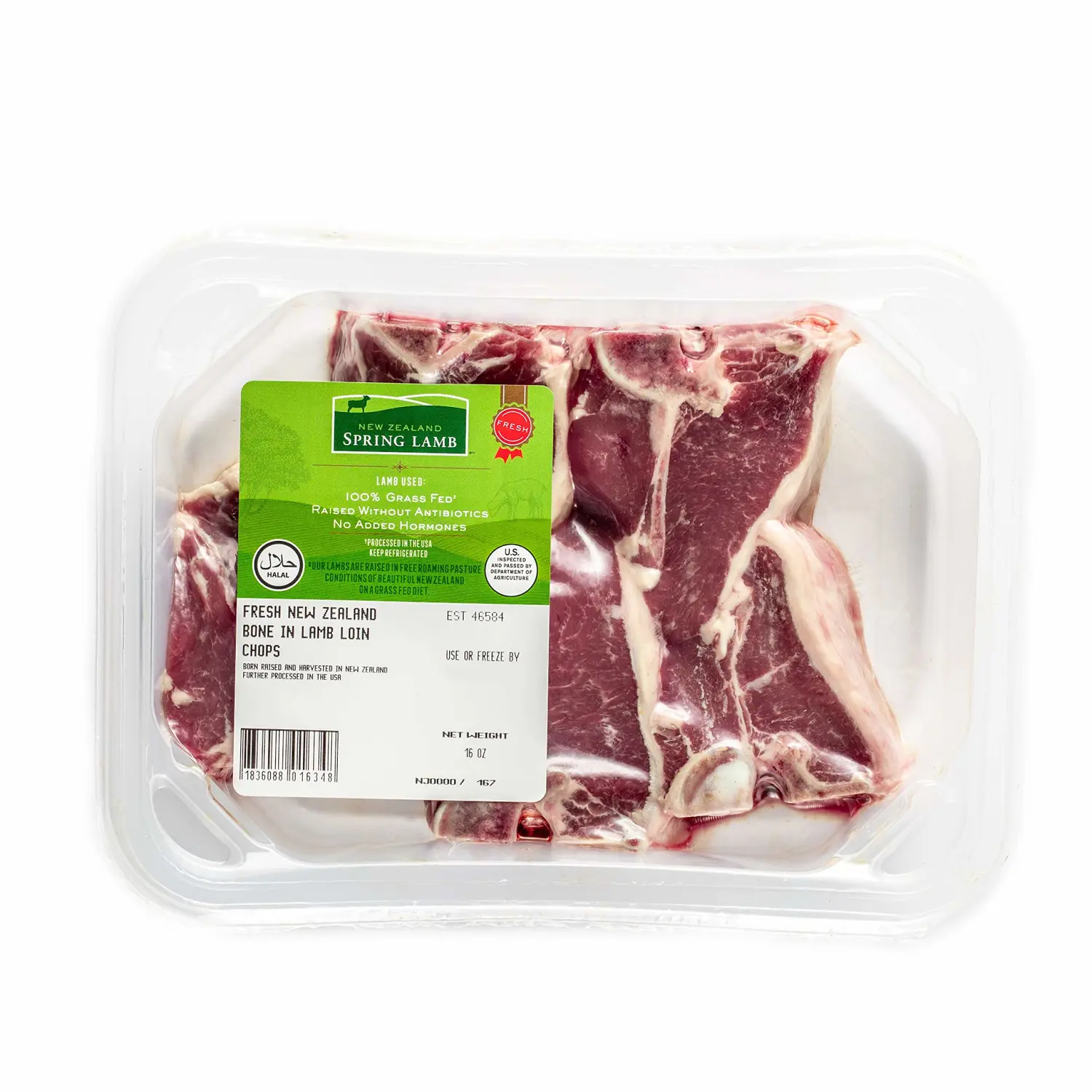 New Zealand Spring Lamb, Fresh New Zealand Lamb Loin Chops, 1 lb