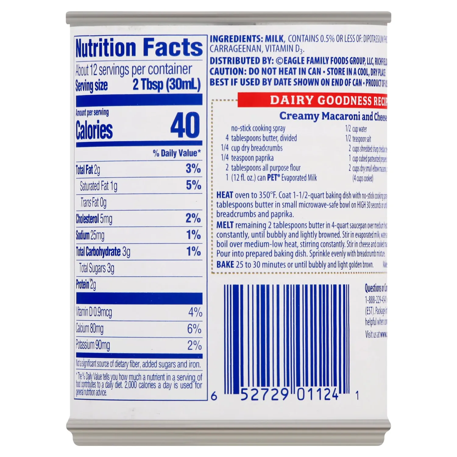 PET Evaporated Milk, 12 Ounce Can