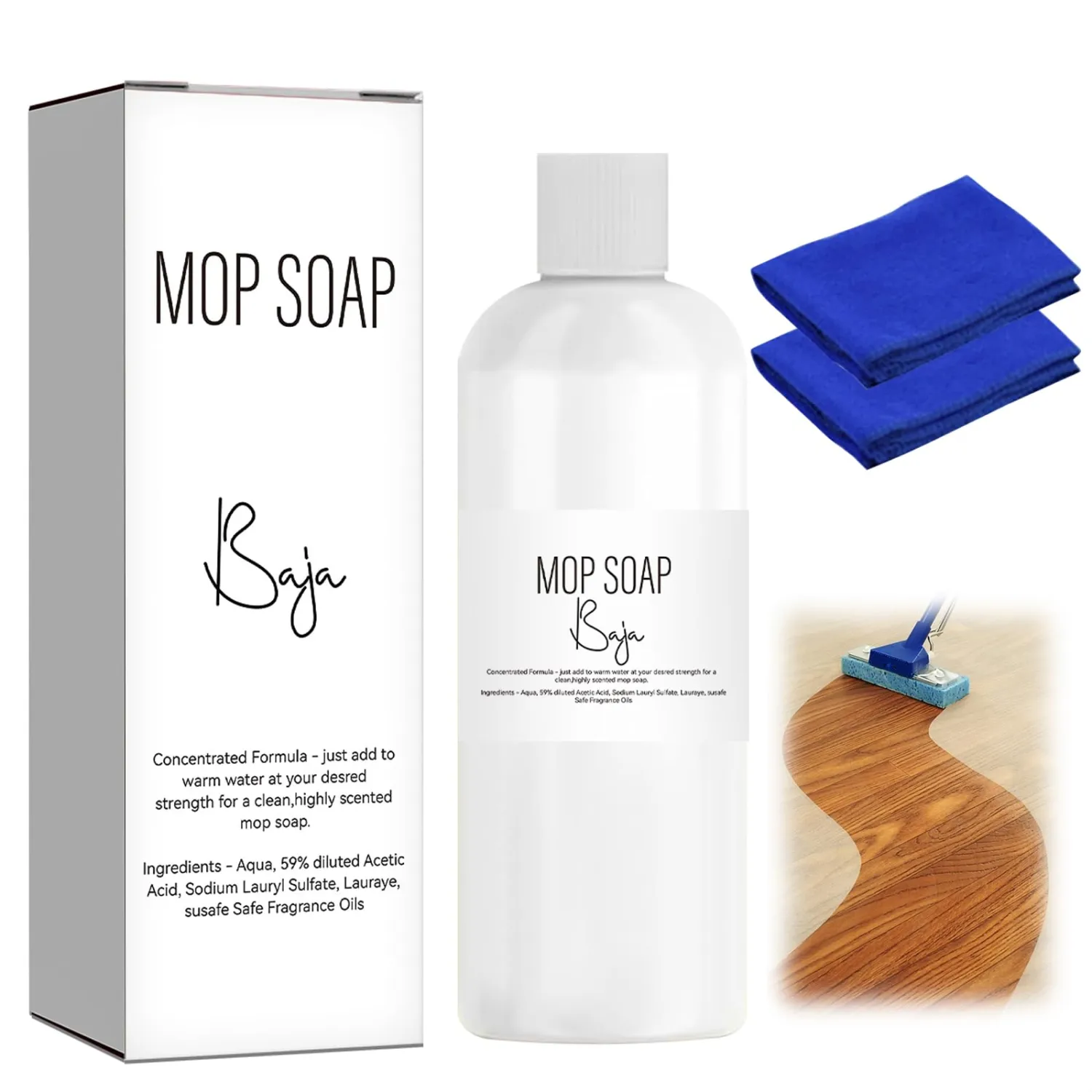 PIRTA 2025 New Brazilian Waves Mop Soap, Mop Soap For Floor Cleaning with 2 Towels, Brazilian Wave Multipurpose For Home Cleaning (120ML)