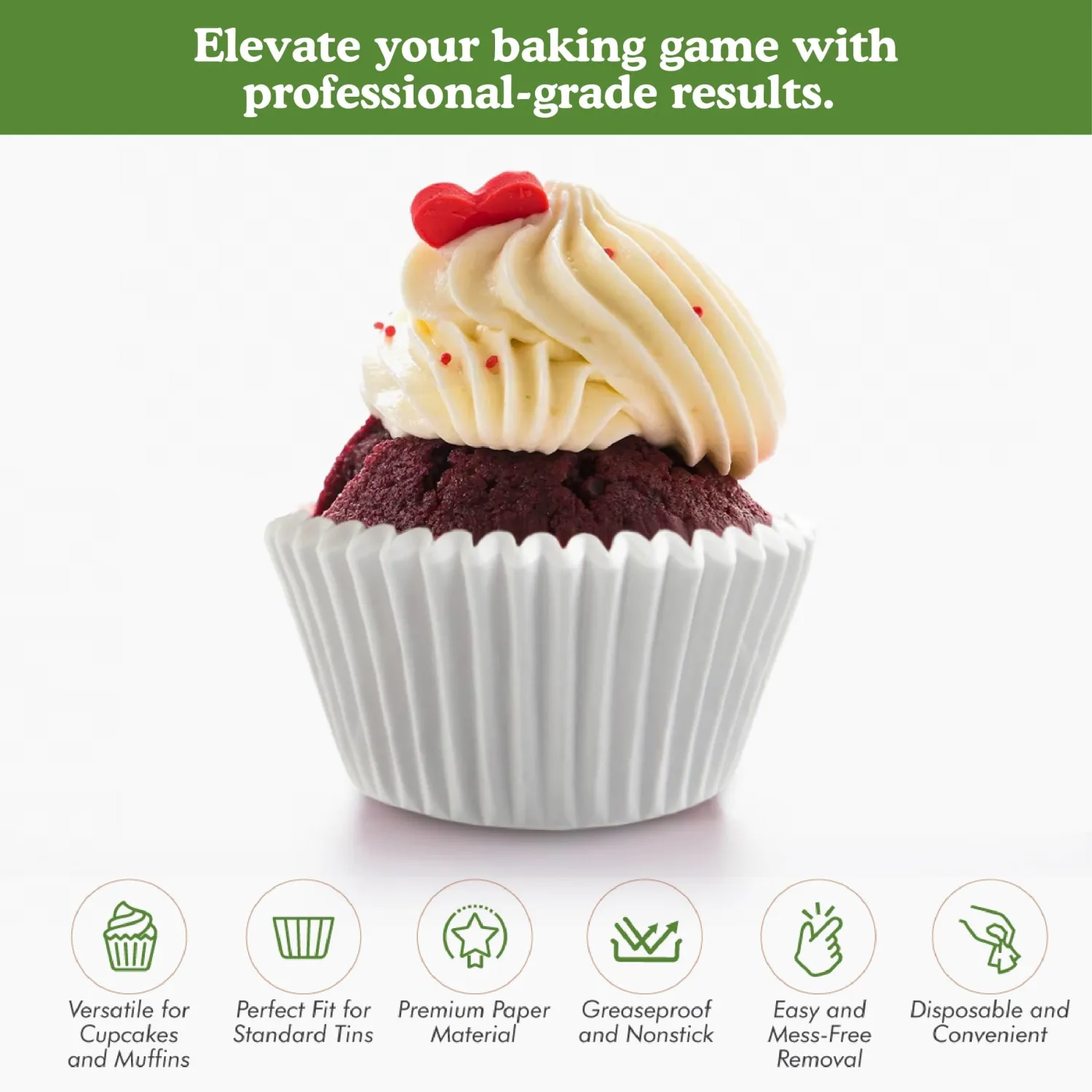 Regency Wraps Baking Cups, Greaseproof Cupcake Muffin Liners, Non-Stick for Easy Removal and Easy Serving of Baked Treats, Pack of 72, Mini Size, White