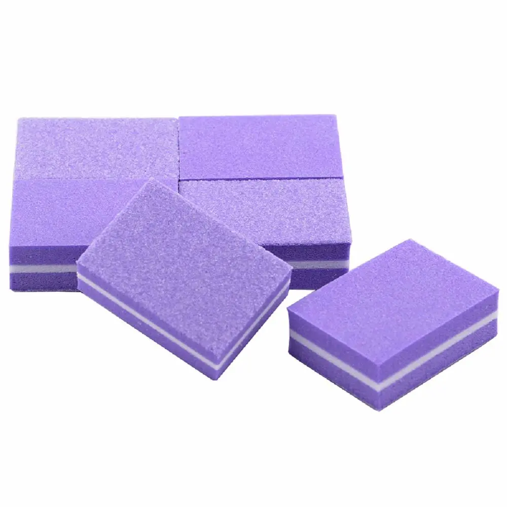 YIMART 20 Pcs Double-sided Mini Nail Buffer Block Colorful Sponge Nail Polish Sanding Buffer Strips Nail File Blocks Manicure Tools (Purple)