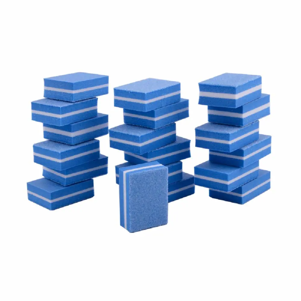 YIMART 20 Pcs Double-sided Mini Nail Buffer Block Colorful Sponge Nail Polish Sanding Buffer Strips Nail File Blocks Manicure Tools (Blue)