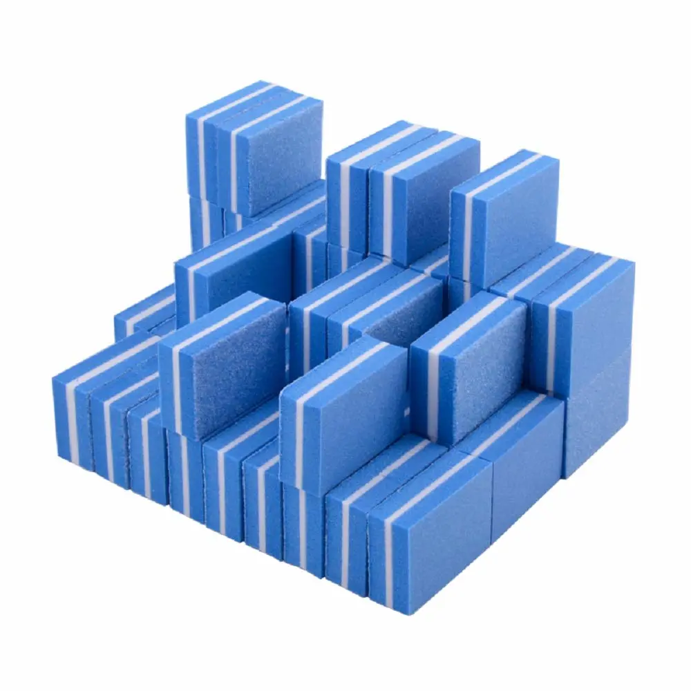 YIMART 20 Pcs Double-sided Mini Nail Buffer Block Colorful Sponge Nail Polish Sanding Buffer Strips Nail File Blocks Manicure Tools (Blue)