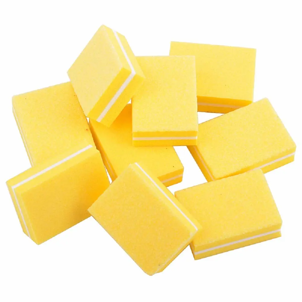 YIMART 20 Pcs Double-sided Mini Nail Buffer Block Colorful Sponge Nail Polish Sanding Buffer Strips Nail File Blocks Manicure Tools (Yellow)