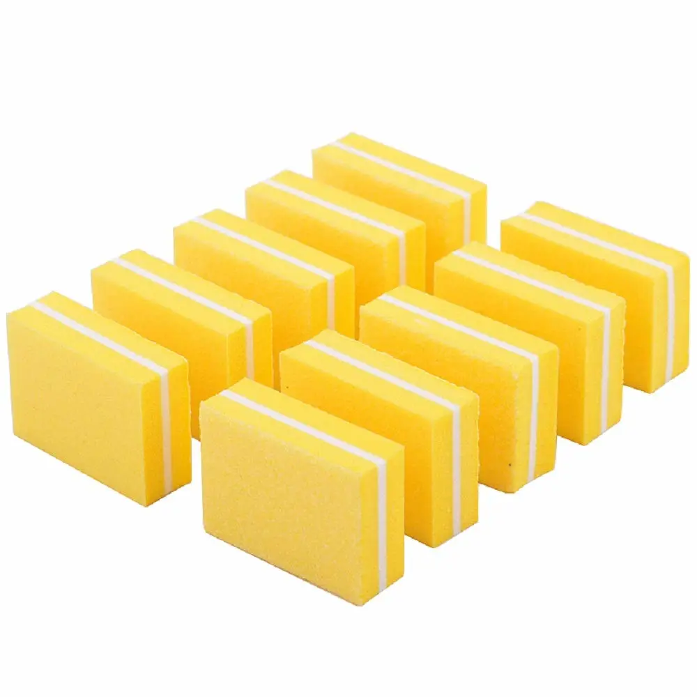YIMART 20 Pcs Double-sided Mini Nail Buffer Block Colorful Sponge Nail Polish Sanding Buffer Strips Nail File Blocks Manicure Tools (Yellow)