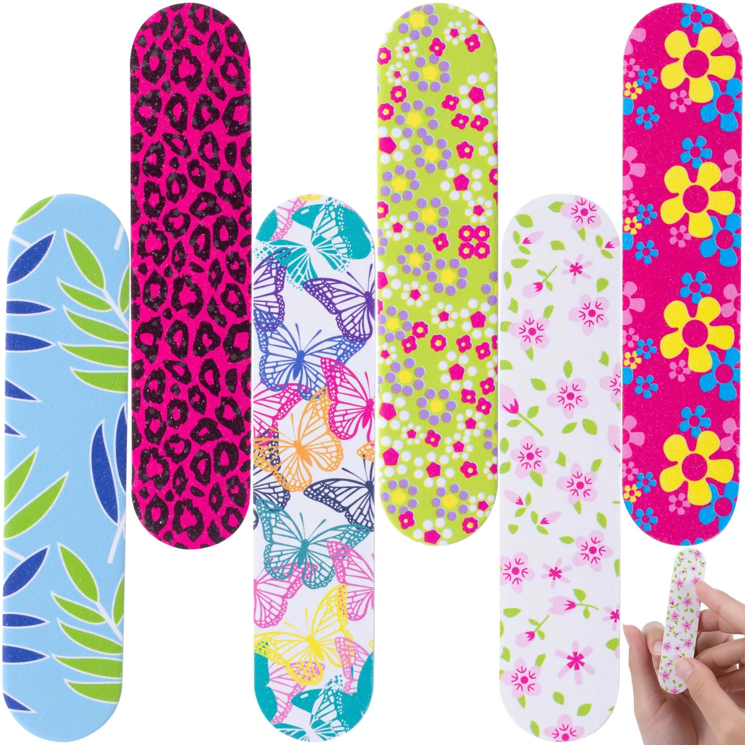 6pcs Professional Double-Sided Nail Files, Fine Grit Medium Emery Boards Files, Tools Accessories for Natural and Acrylic Nails Shaping Styling Smoothing Refining- 6 Patterns