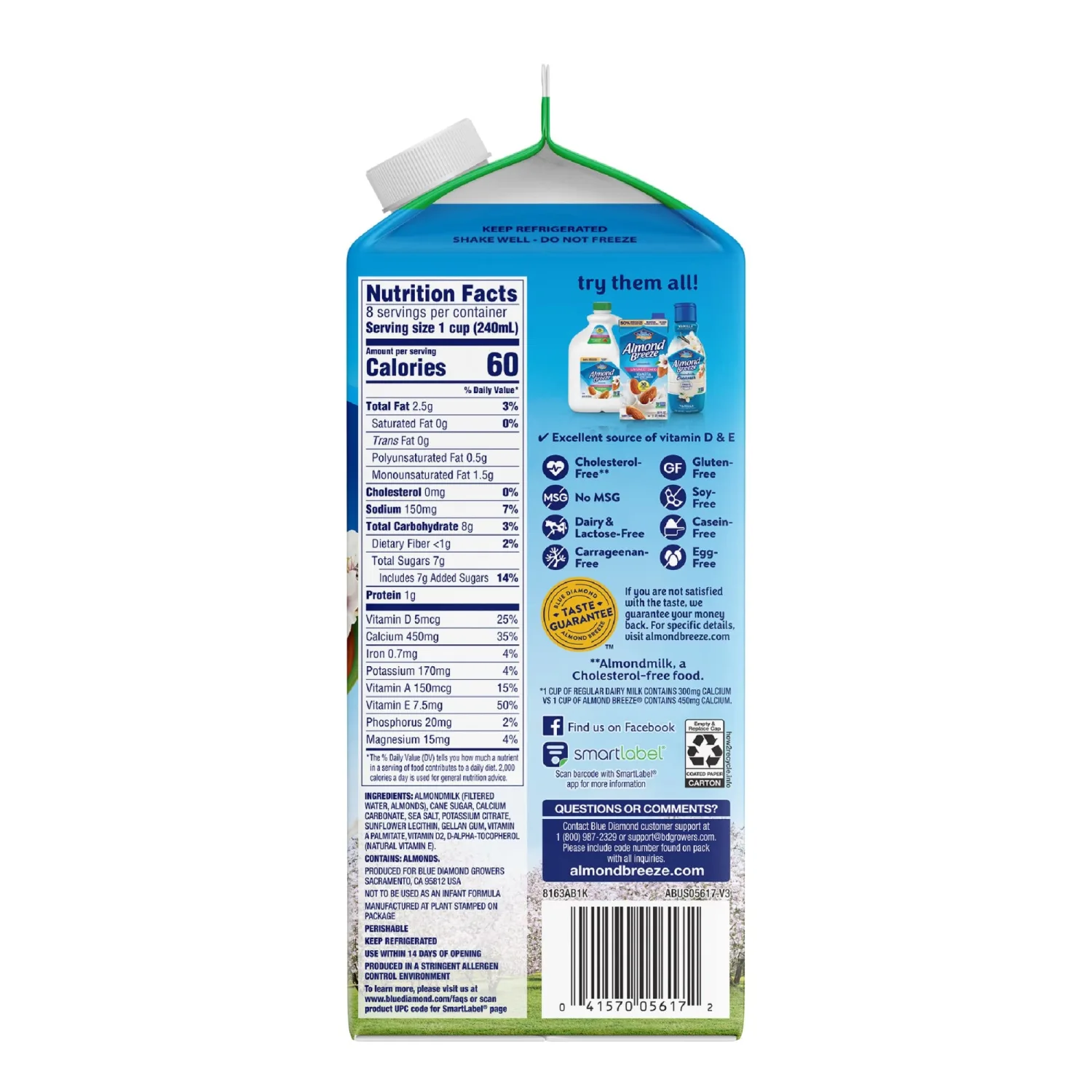 Almond Breeze Original Beverage, 64 oz