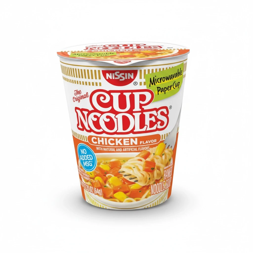 Nissin Cup Noodles Ramen Noodle Soup, Chicken, Microwaveable Paper Cup, (Pack of 6)