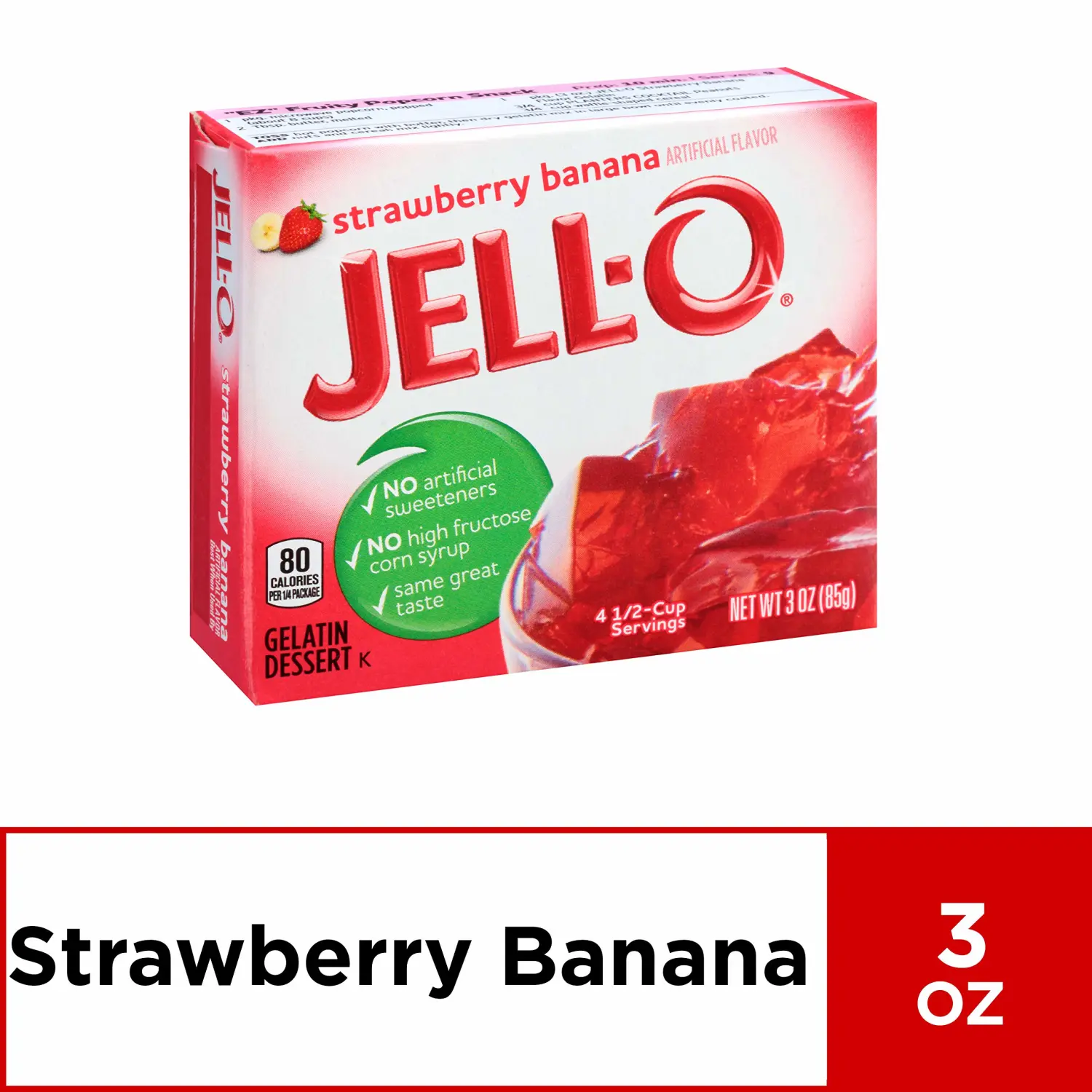 Jell-O Gelatin Dessert, Strawberry Banana, 3 Ounce