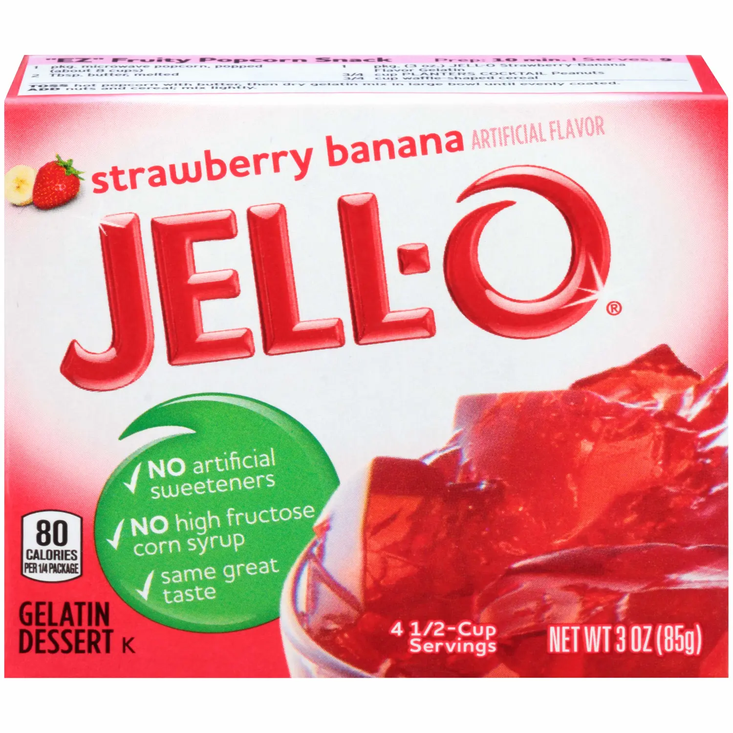 Jell-O Gelatin Dessert, Strawberry Banana, 3 Ounce