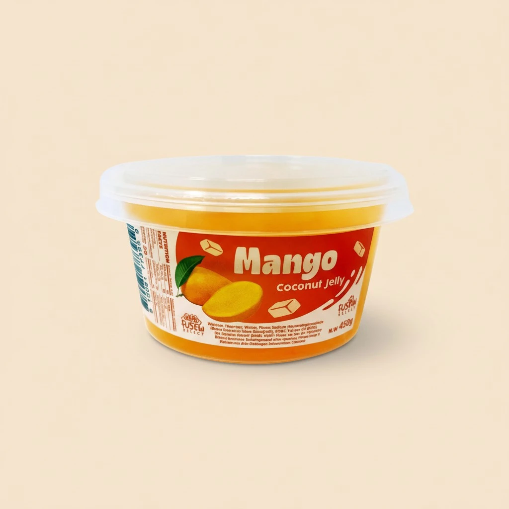 Fusion Select Mango Jelly - Fruity Coconut Gel Snacks & Drinks - Toppings or Add-Ons for Bubble Teas, Yogurt, Ice Cream, Desserts, Snow Fluff - Fruit-Flavored Jellies - Made in Taiwan
