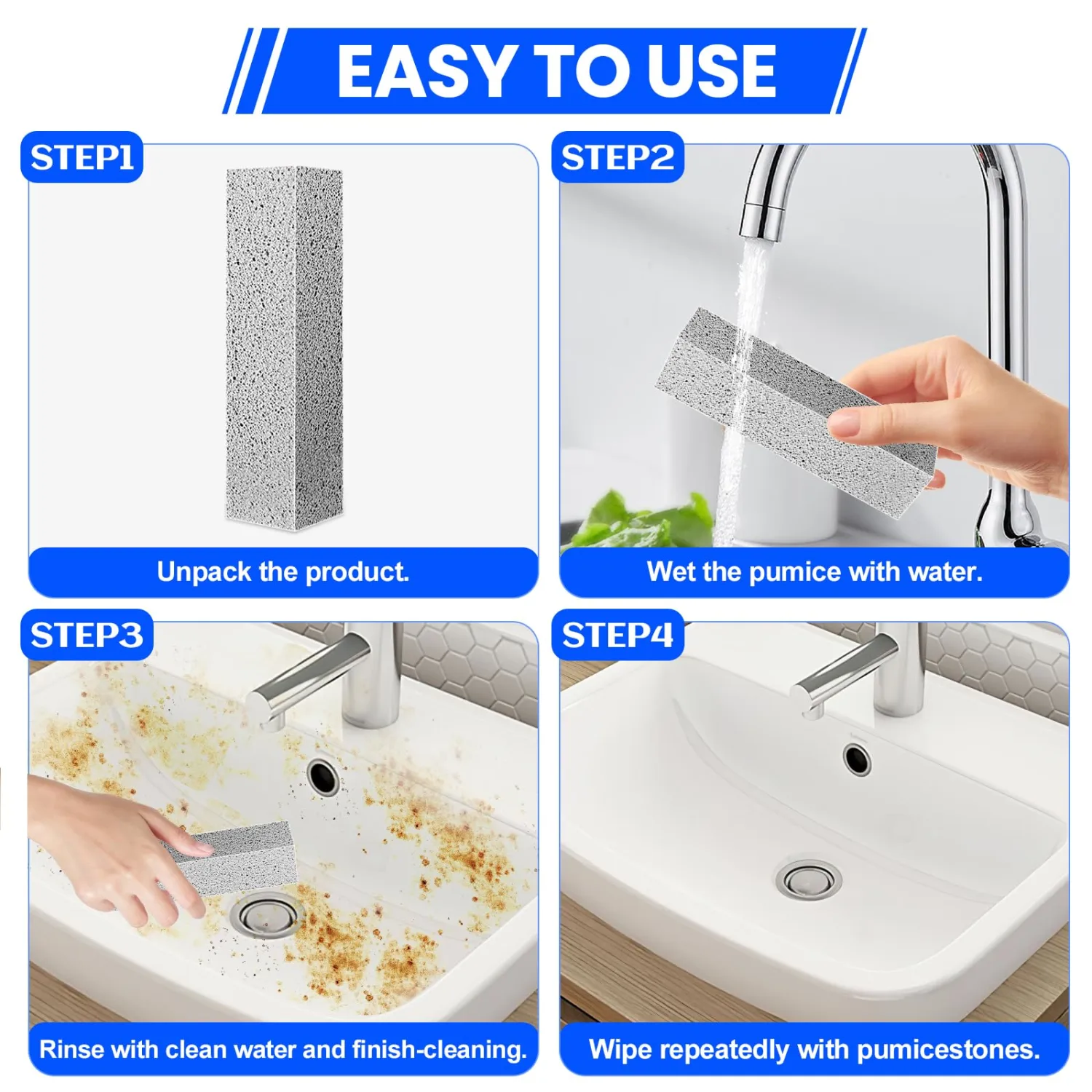 6 Pack Pumice Stone Toilet Bowl Cleaner, Pumice Stone for Cleaning, Powerfully Cleans Toilets, Bathtubs, Grills, Swimming Pools, Sinks