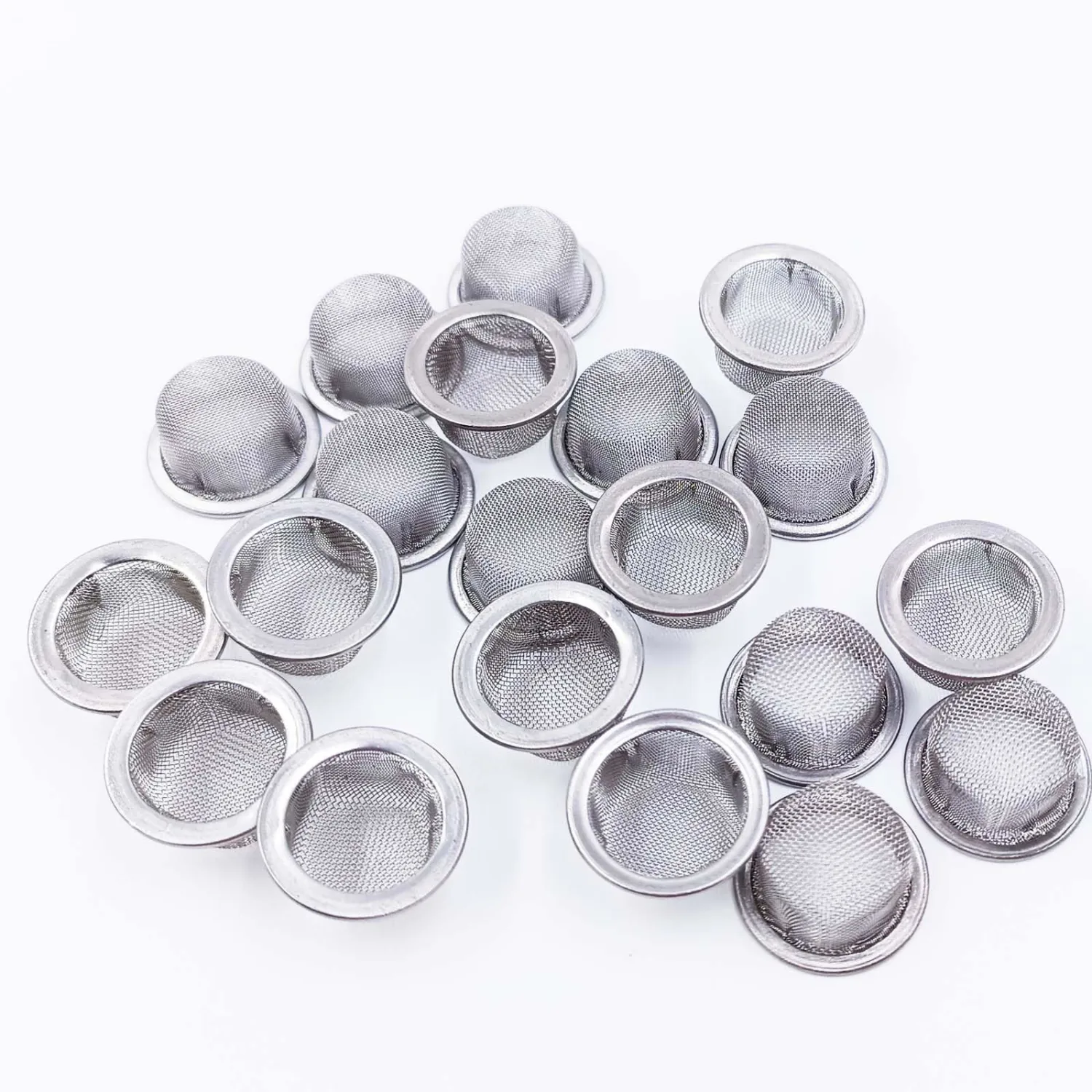 0.5" Pipe Screen Filters 20 pcs Pack with Metal Storage Box Premium Stainless Steel Smoking Bowl Filter 1/2 Inch Concave Mesh Pipes Screens
