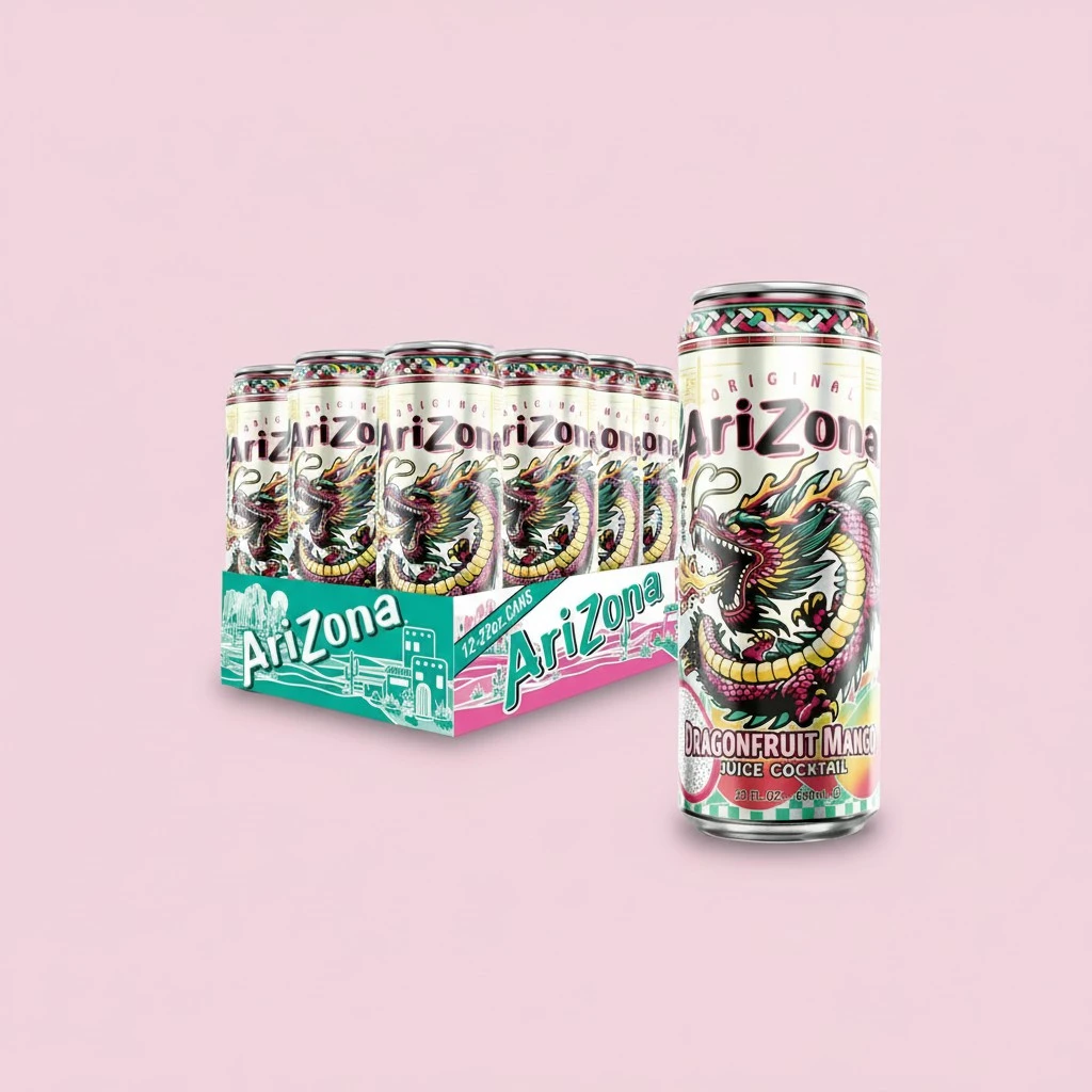 AriZona Dragon Fruit Mango, Fruit Juice Drink - Big Can, 22 Fl Oz (Pack of 12)