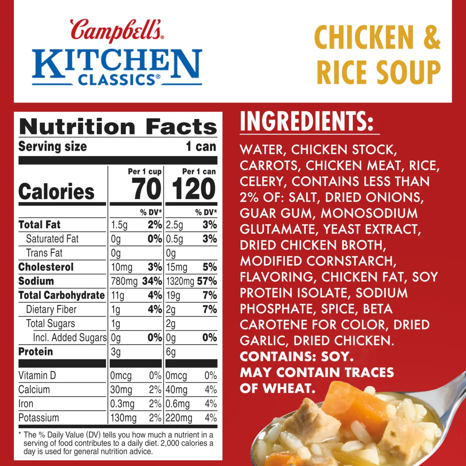 Campbell's Kitchen Classics Chicken and Rice Soup, 14.5 oz. Can (Pack of 2)