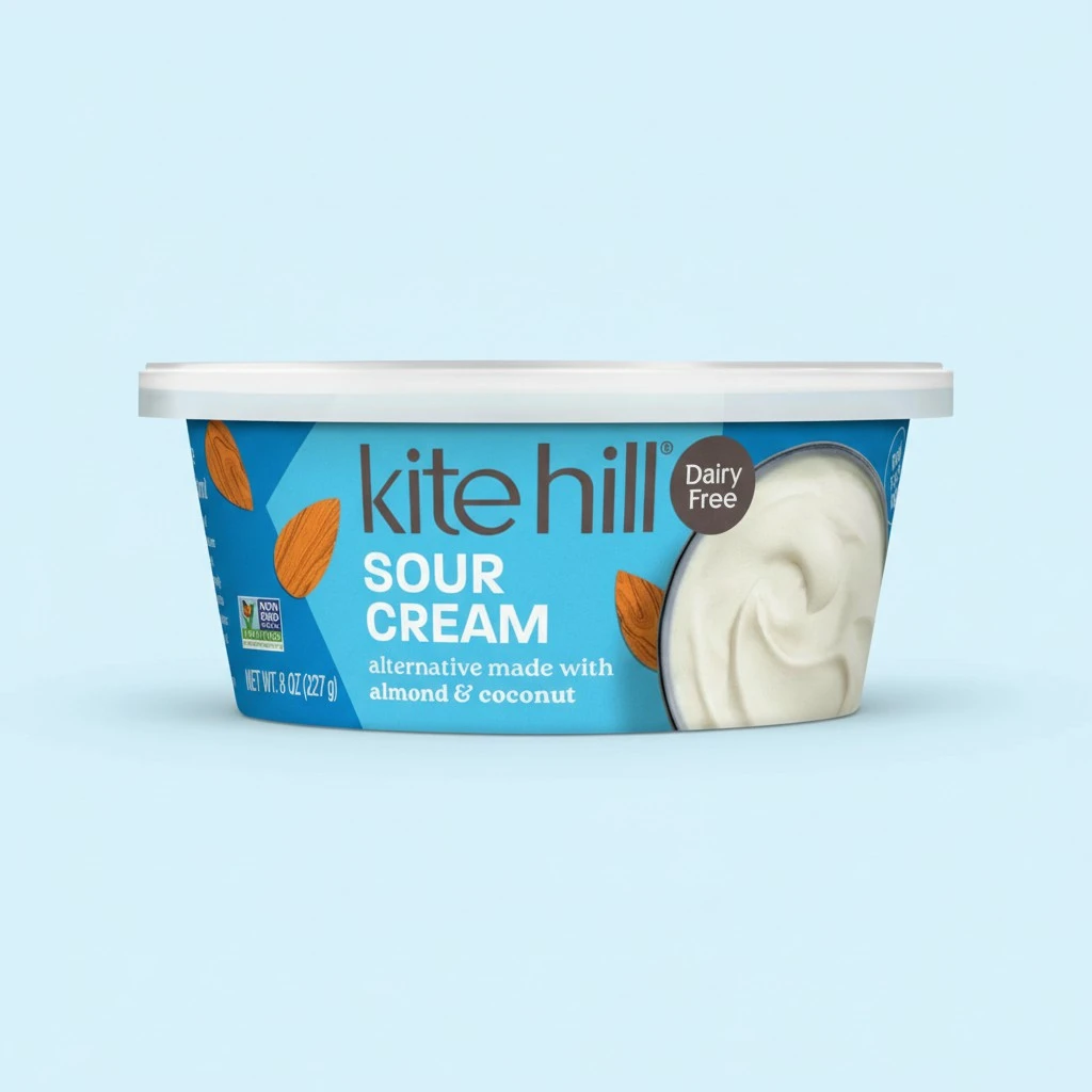 Kite Hill Almond Milk Sour Cream Alternative, 8 Ounces, Gluten Free, Non-GMO, Vegan