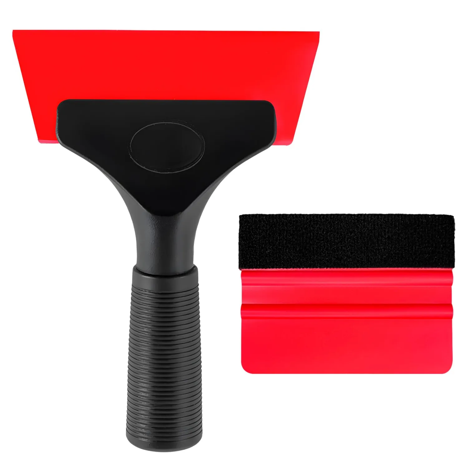 2 PCS Window Tint Kit Tools, Professional Vinyl Wrap Kit with Plastic Squeegee & Felt Squeegee, Universal Privacy Film Installation Tint Tools for Vehicle Glass Home (Red)