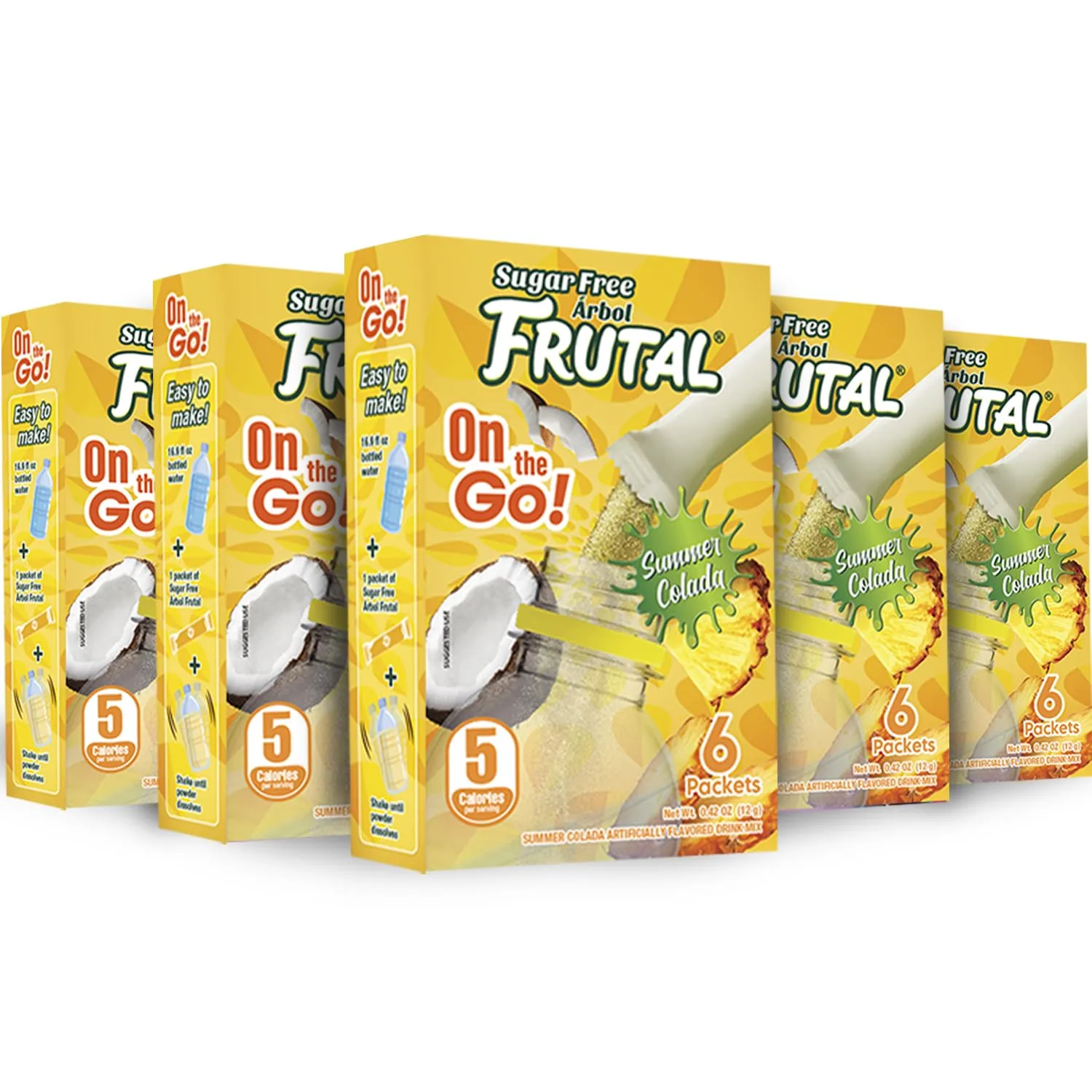 Frutal On-The-Go! | Powdered Drink Mix Pina Colada - Flavored Sugar Free! – Single Serve On The Go! - Powder Sticks Packets (30 Count of Stick Packs)