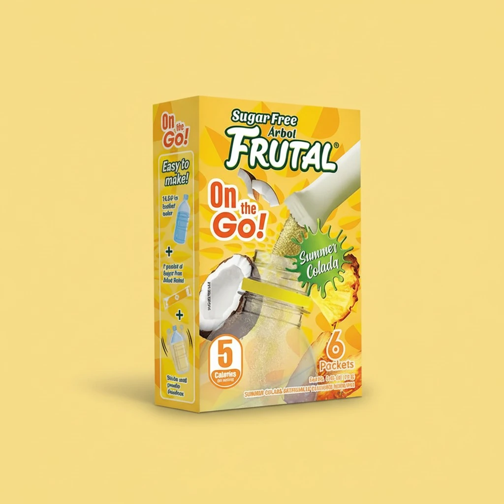 Frutal On-The-Go! | Powdered Drink Mix Pina Colada - Flavored Sugar Free! – Single Serve On The Go! - Powder Sticks Packets (30 Count of Stick Packs)