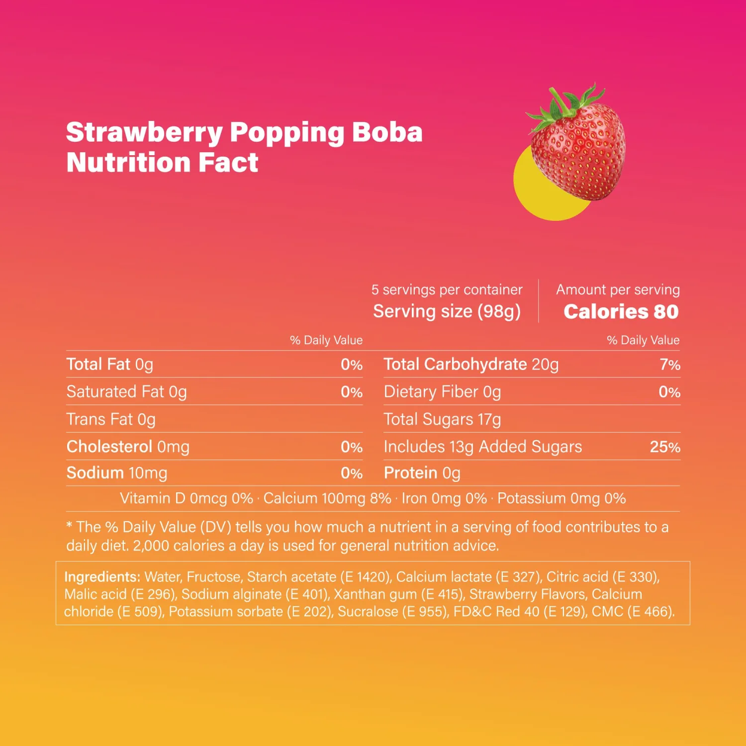 Flavfar Strawberry Popping Boba Pearls | Popping Boba for Fruit Tea, Bubble Tea, Yogurt, Ice Cream, Desserts, Snacks & Toppings | Add Fun Flavor - 490g 1 Pack