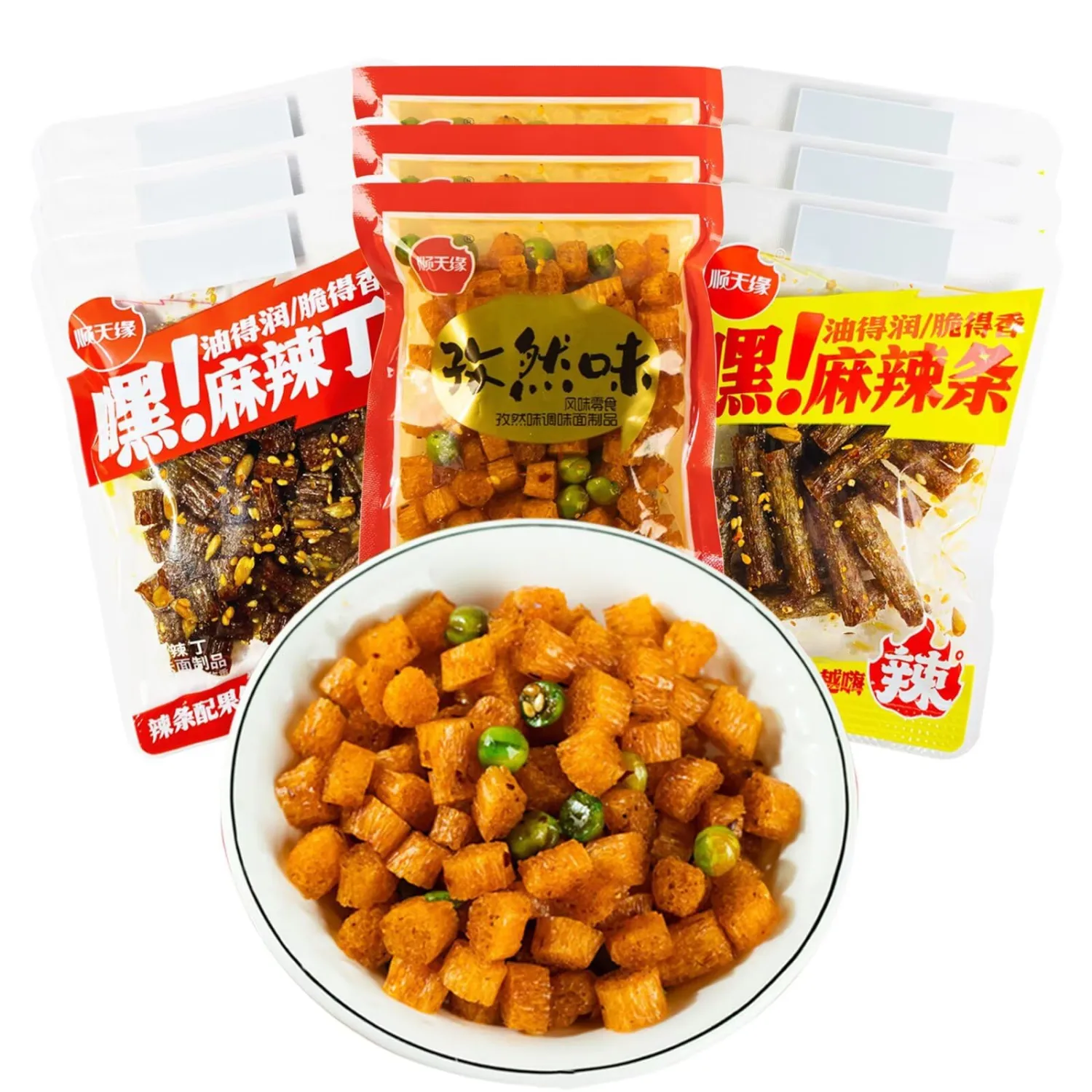 latiao chinese snack,Leisure Snacks Spicy Strips,Special Snack Food,Independent small package,Chinese Special Classic,Handmade Spicy,Vegan,辣条 Combination 12oz (9 Packs)