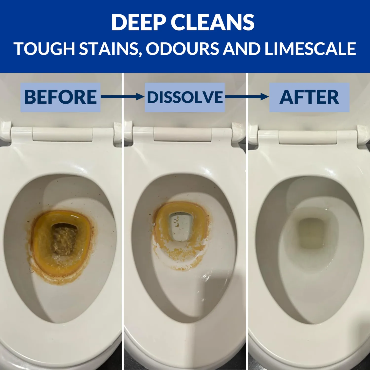 Freelivity Heavy Duty Toilet Bowl Cleaner Powder - Cleans Hard Water Rings, Calcium Buildup & Stains - 2 Treatments - Plastic-Free, 1 Pack