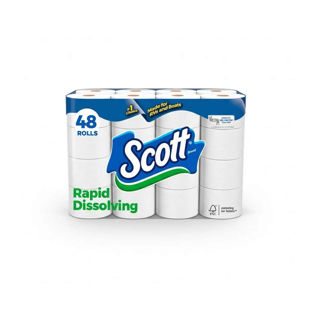 Scott Rapid-Dissolving Toilet Paper, 48 Double Rolls, Septic-Safe, Toilet Paper